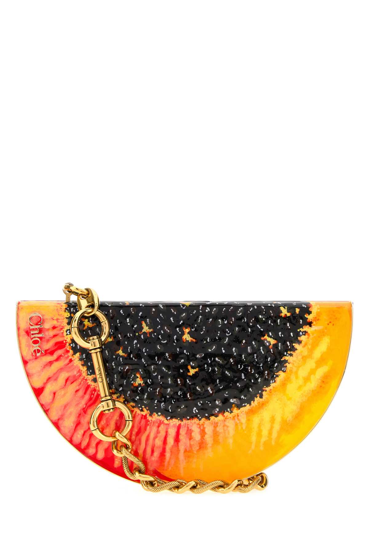 Chloe Women Printed Metal Chloe Tropicus Papaya Clutch CHLOE