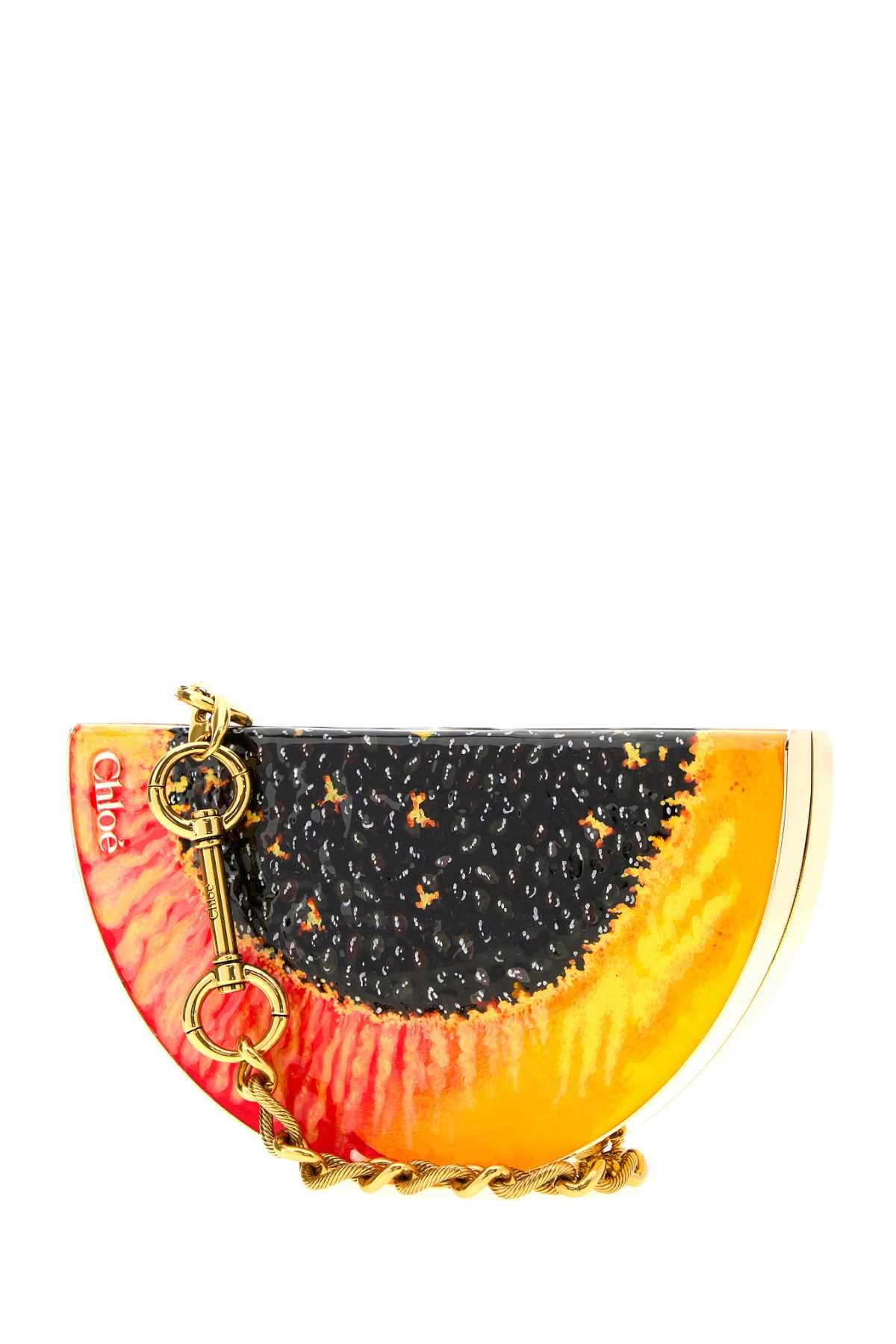 Chloe Women Printed Metal Chloe Tropicus Papaya Clutch CHLOE