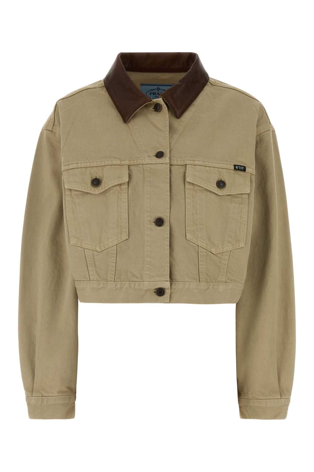 Prada Women Sand Denim Jacket PRADA