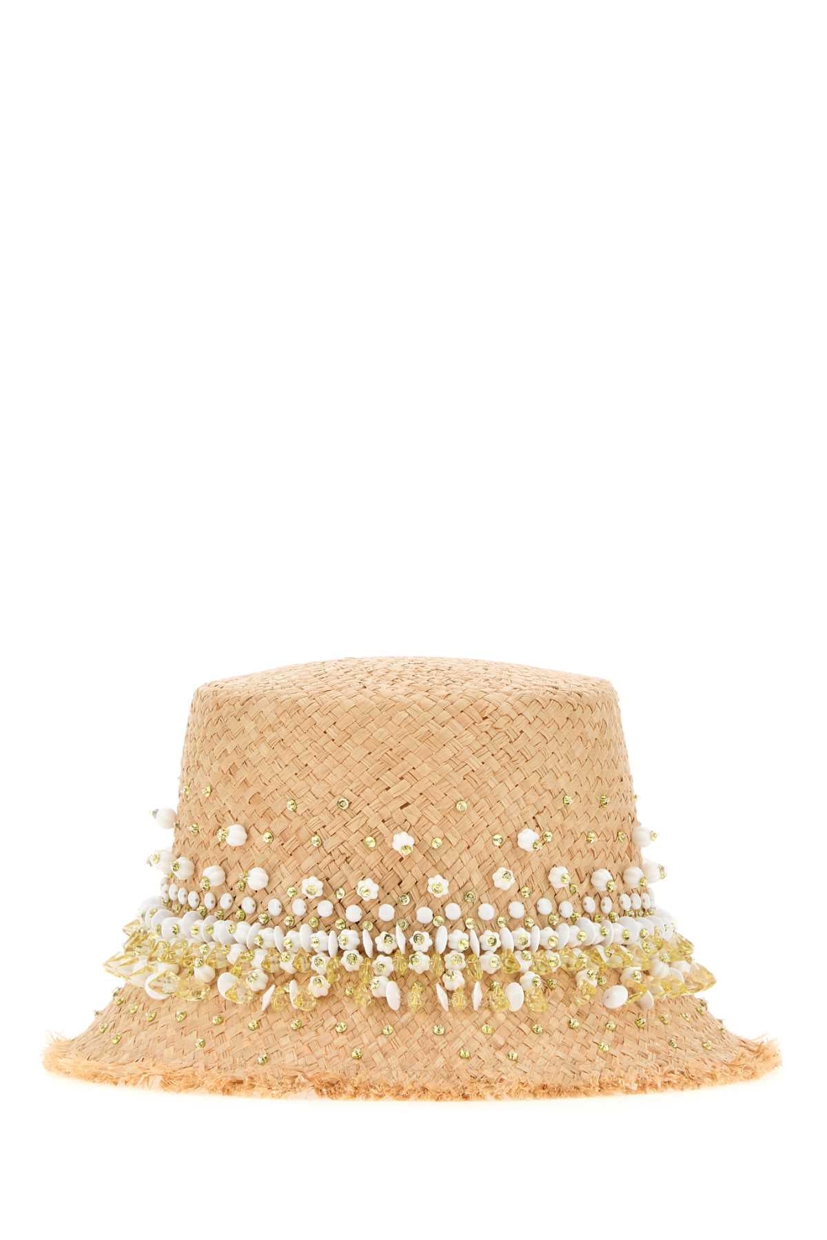Prada Women Raffia Bucket Hat PRADA