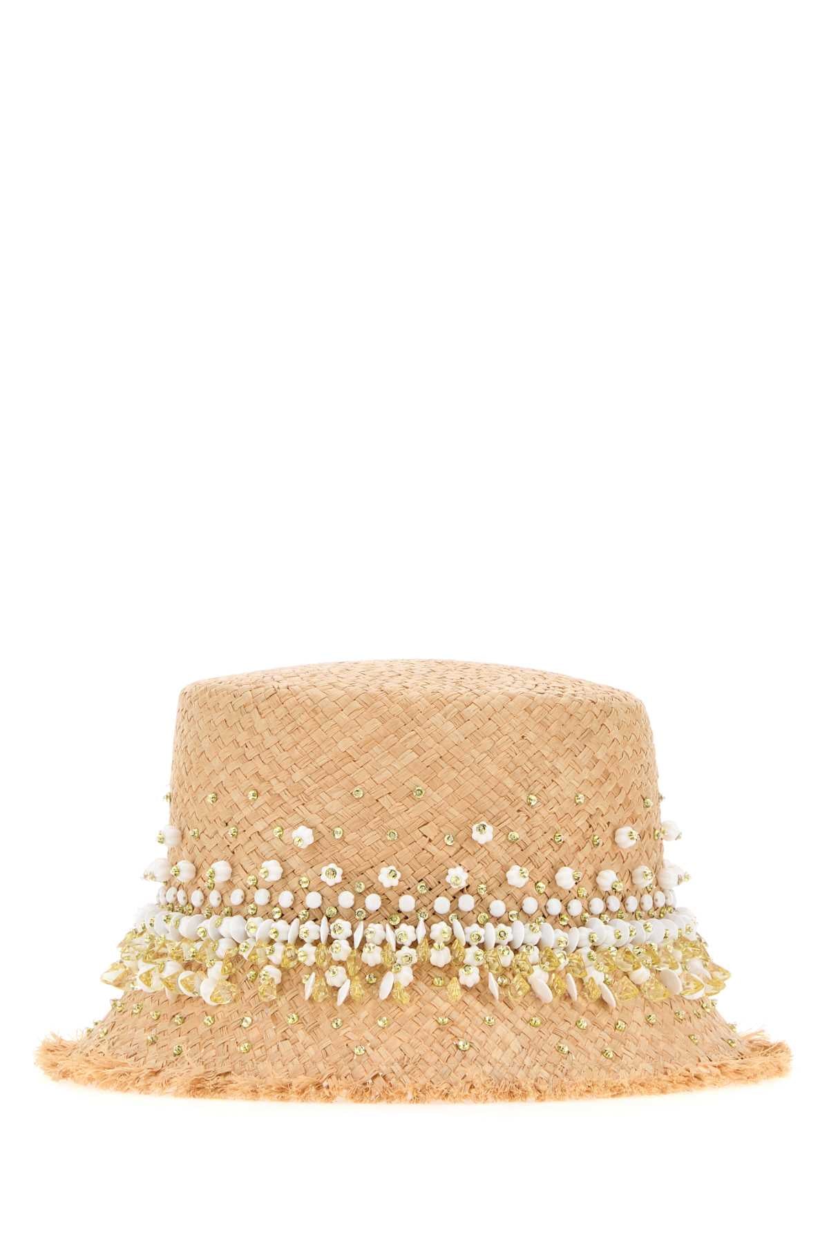 Prada Women Raffia Bucket Hat PRADA