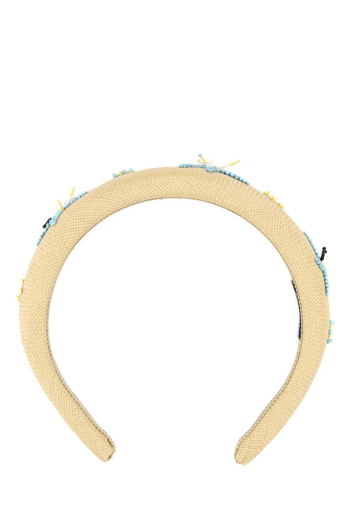 Prada Women Cream Canvas Hairband PRADA