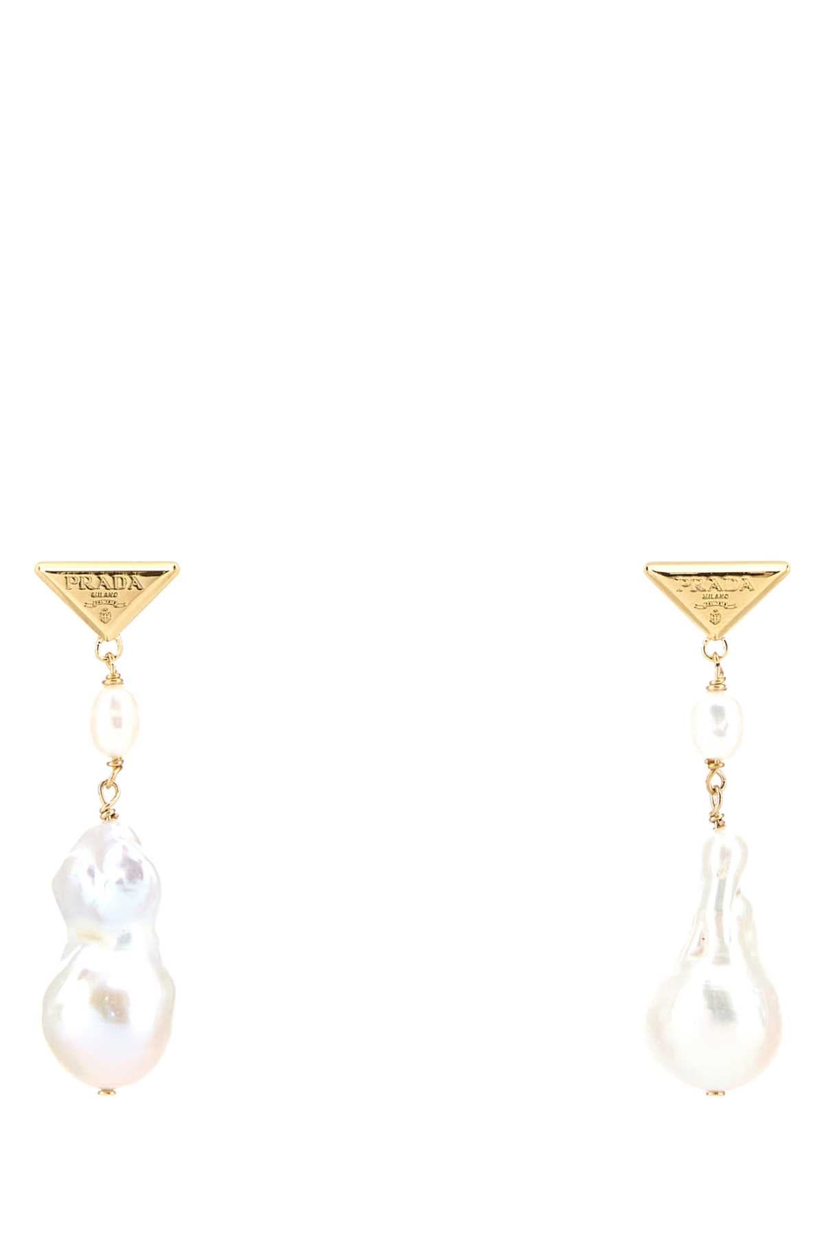 Prada Women Two-Tone Pearls And Metal Earrings PRADA