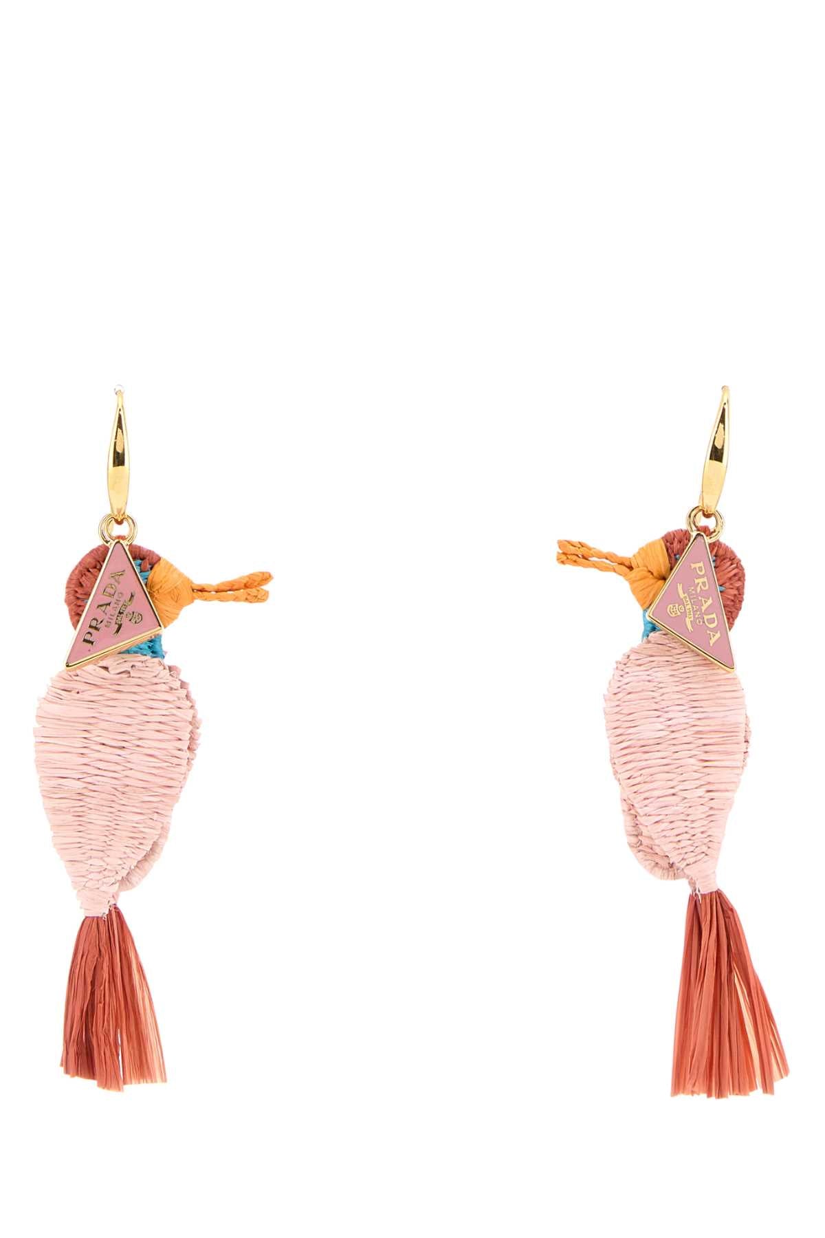 Prada Women Multicolor Raffia Earrings PRADA