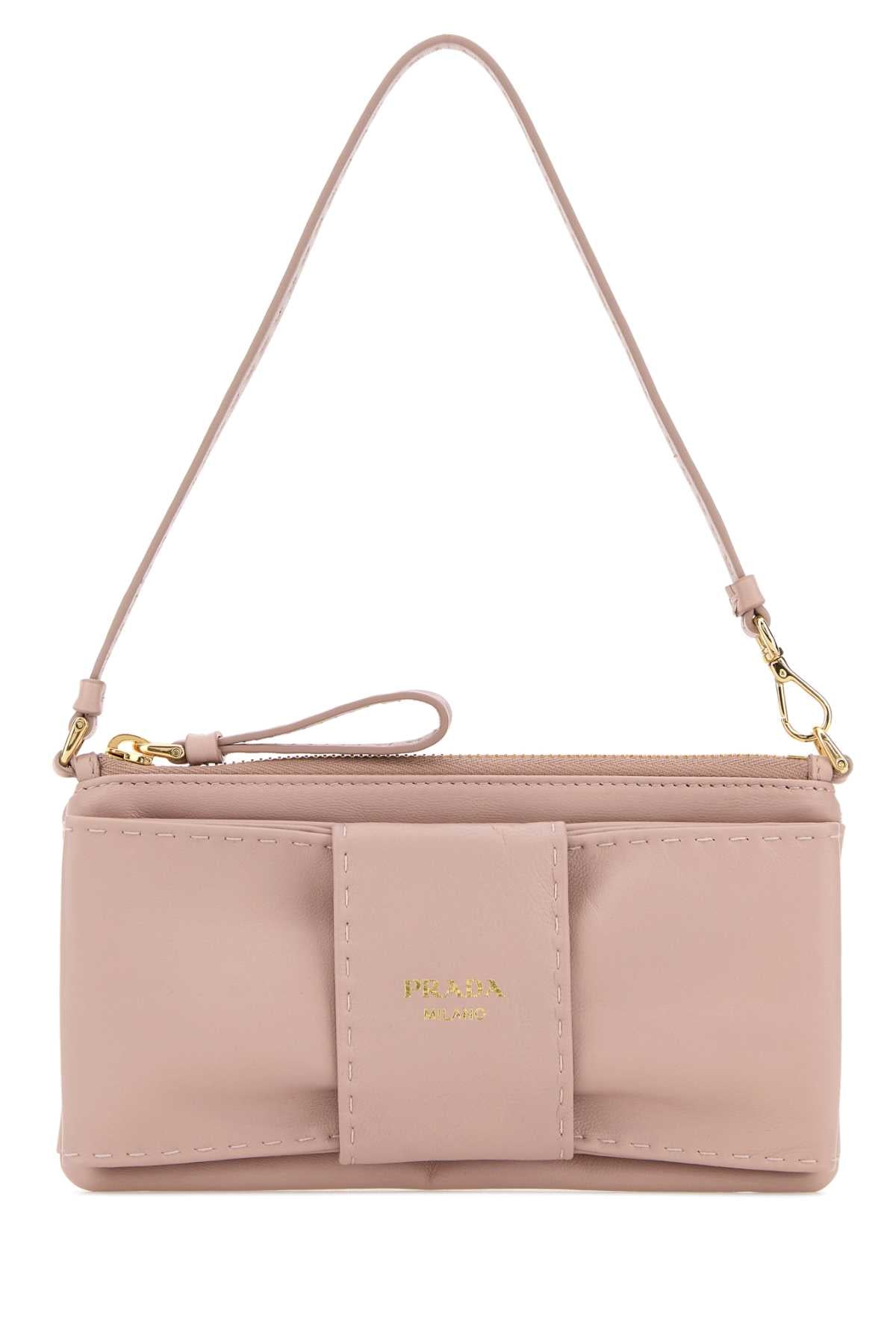 Prada Women Antiqued Pink Nappa Leather Shoulder Bag PRADA