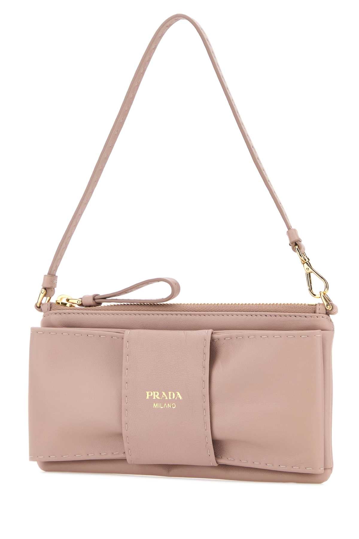 Prada Women Antiqued Pink Nappa Leather Shoulder Bag PRADA