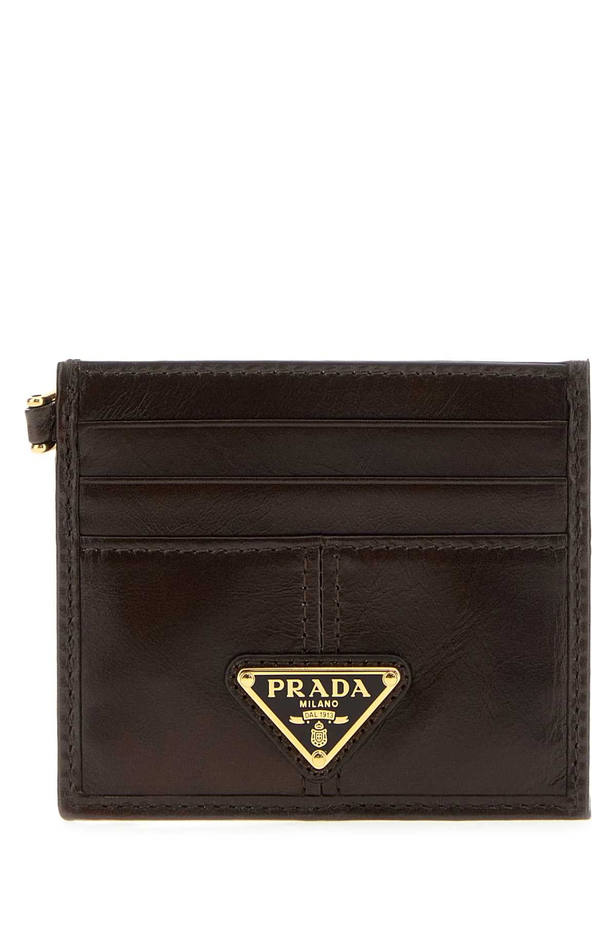 Prada Women Dark Brown Leather Card Holder PRADA