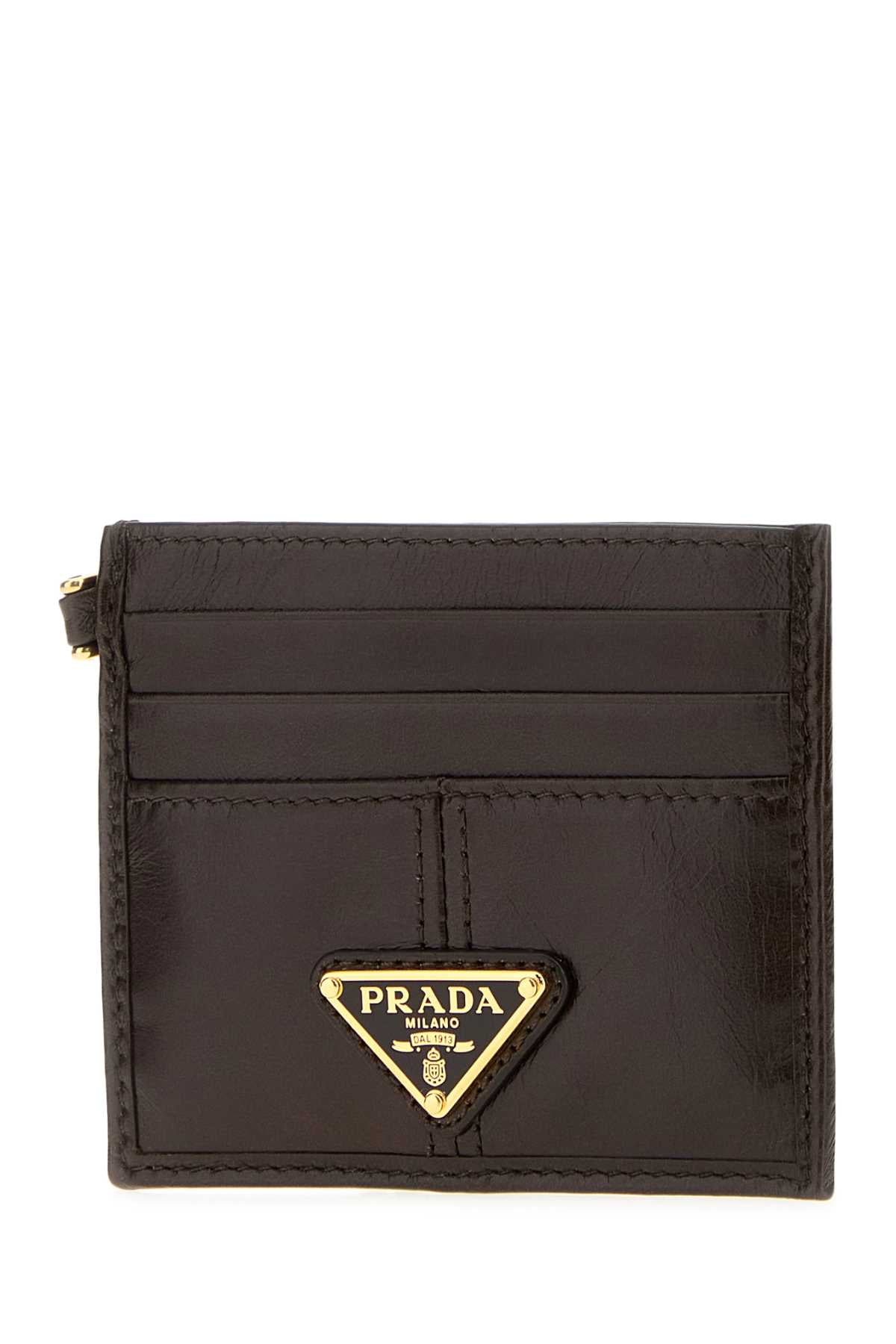 Prada Women Dark Brown Leather Card Holder PRADA