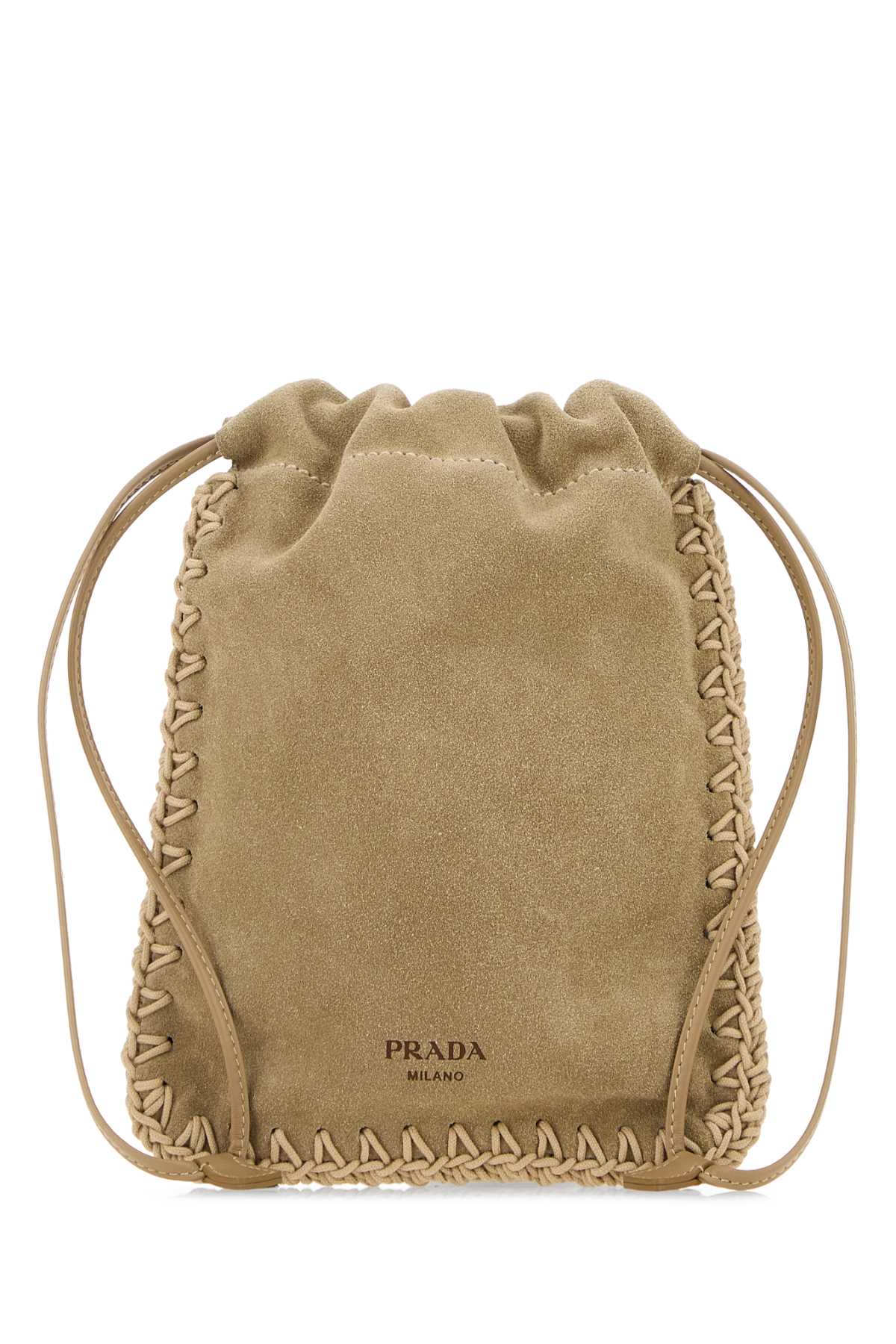 Prada Women Cappuccino Suede Phone Holder PRADA