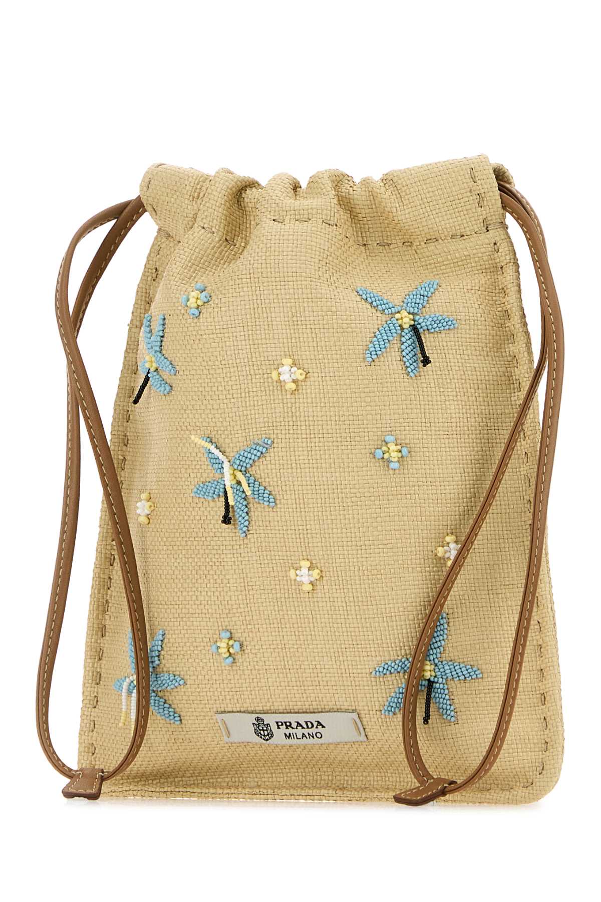 Prada Women Beige Canvas Phone Holder PRADA