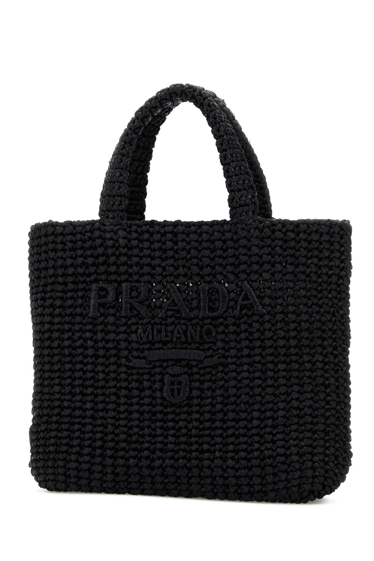 Prada Women Black Raffia Shopping Bag PRADA