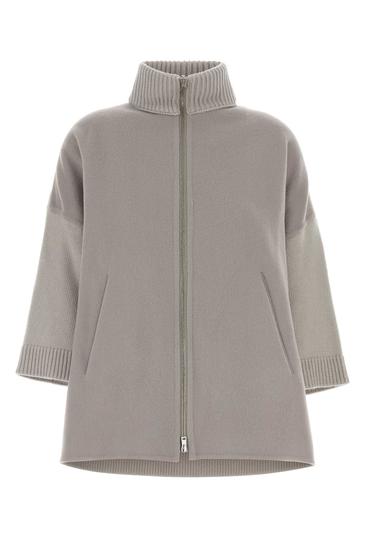Herno Women Grey Flannel And Wool Cardigan HERNO