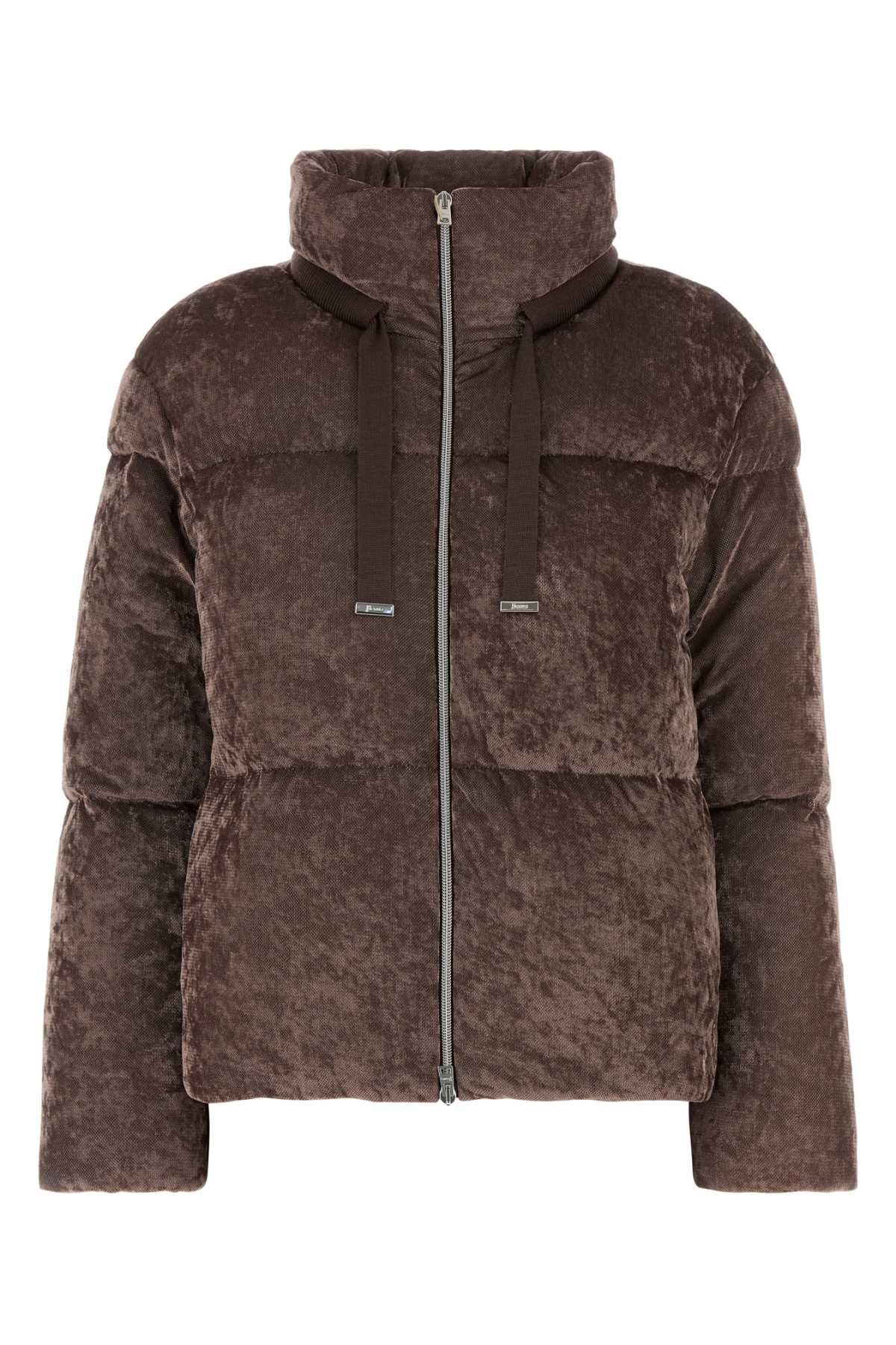 Herno Women Aubergine Stretch Velvet Down Jacket HERNO
