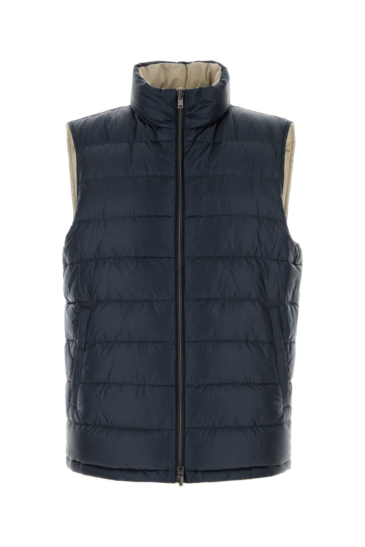 Herno Men Navy Blue Nylon Sleeveless Down Jacket HERNO