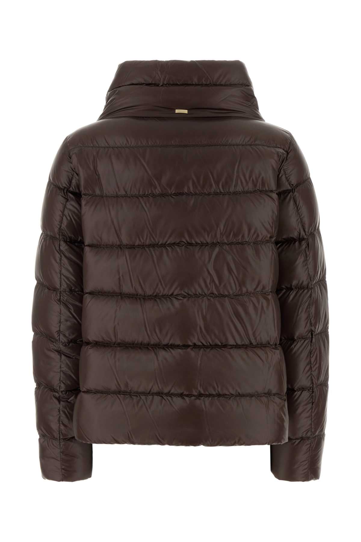 Herno Women Chocolate Nylon Down Jacket HERNO