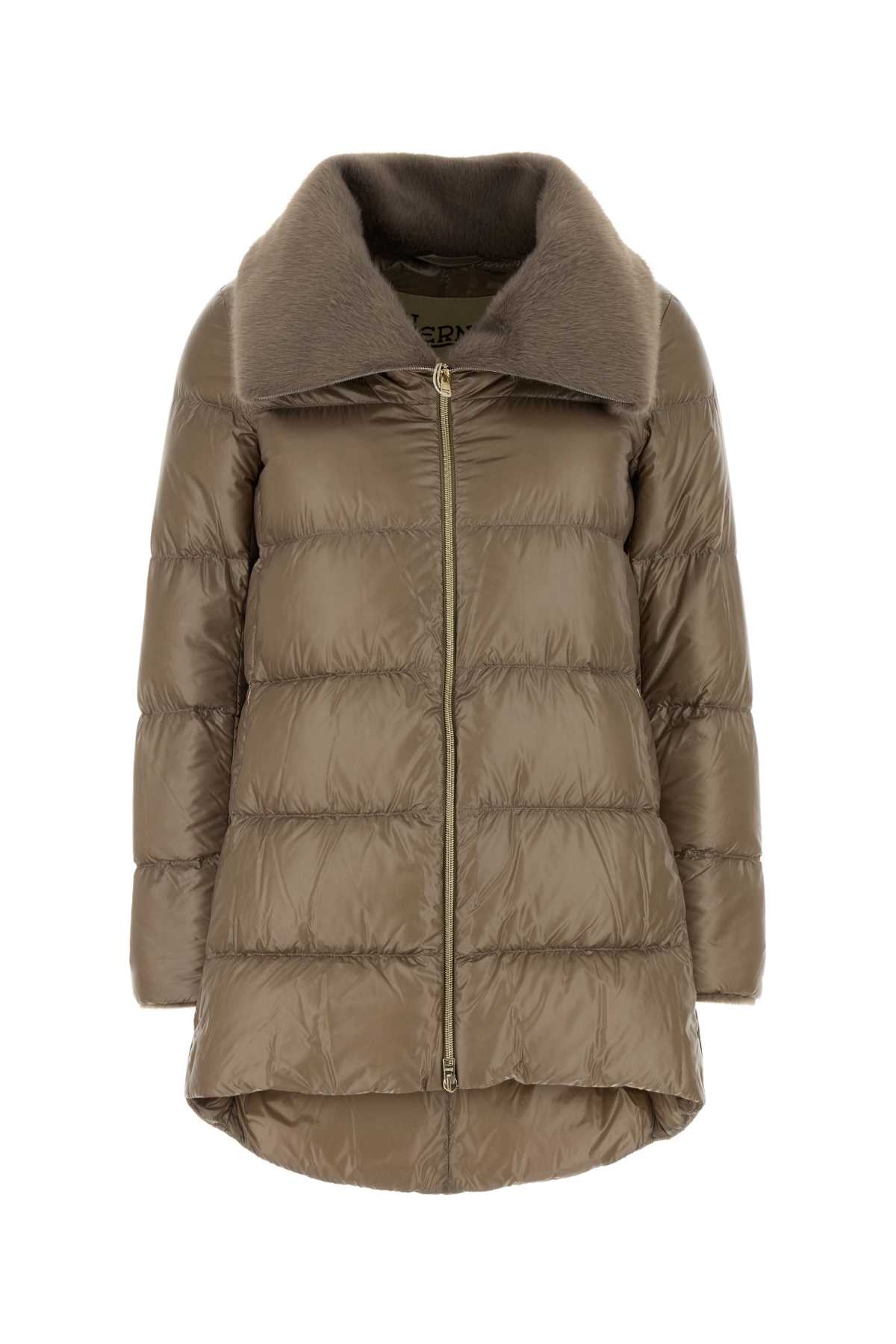 Herno Women Dove Grey Nylon Down Jacket HERNO
