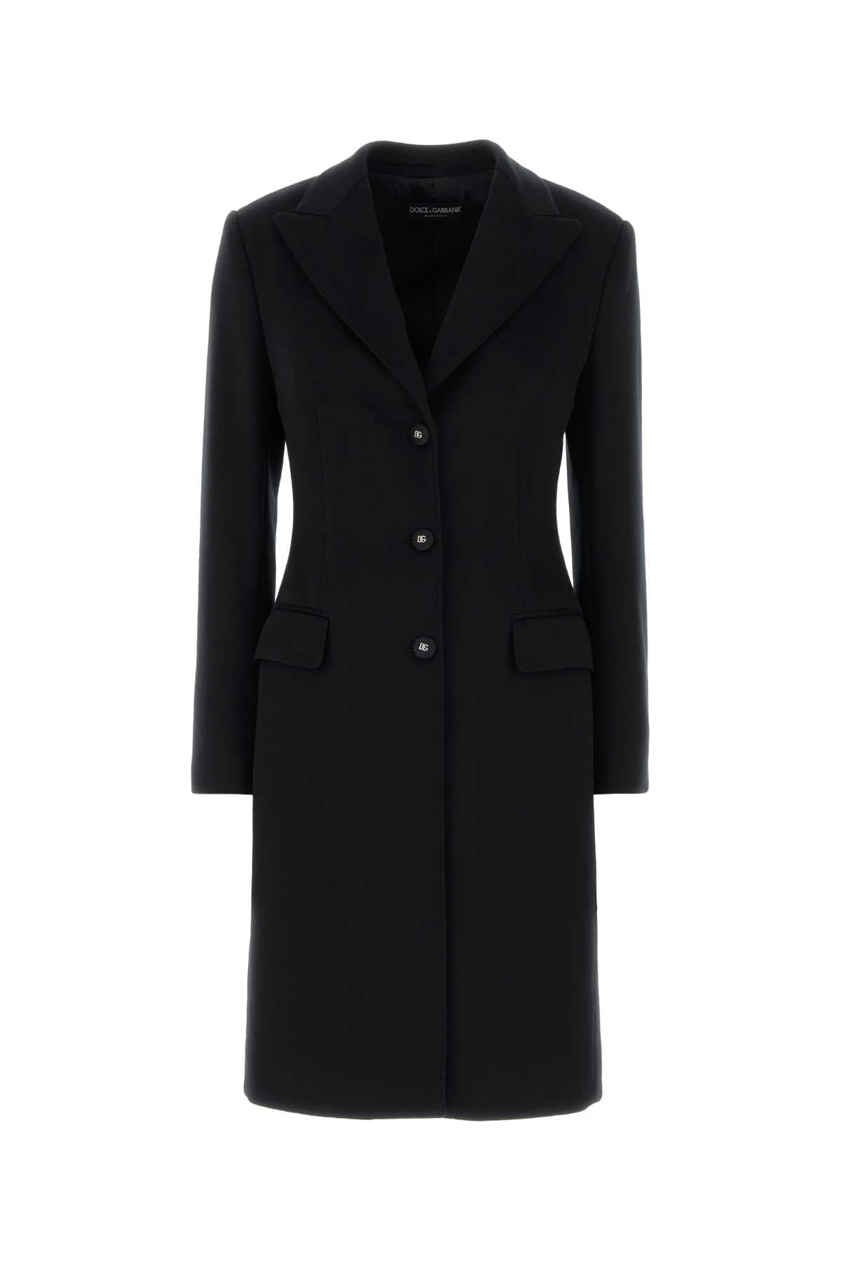 Dolce & Gabbana Women Black Wool Coat DOLCE & GABBANA