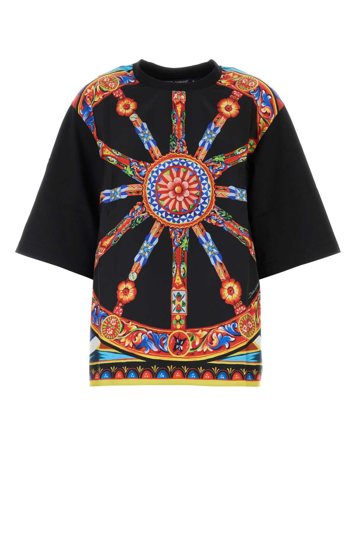 Dolce & Gabbana Women Black Twill And Jersey T-Shirt DOLCE & GABBANA