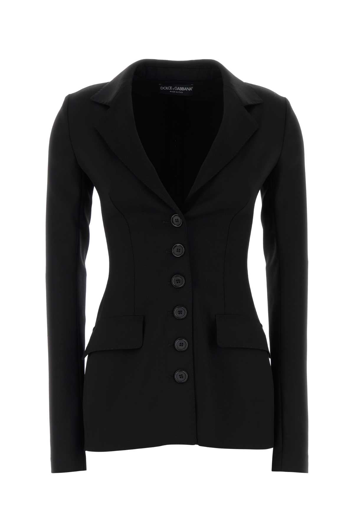 Dolce & Gabbana Women Black Stretch Wool Blazer DOLCE & GABBANA