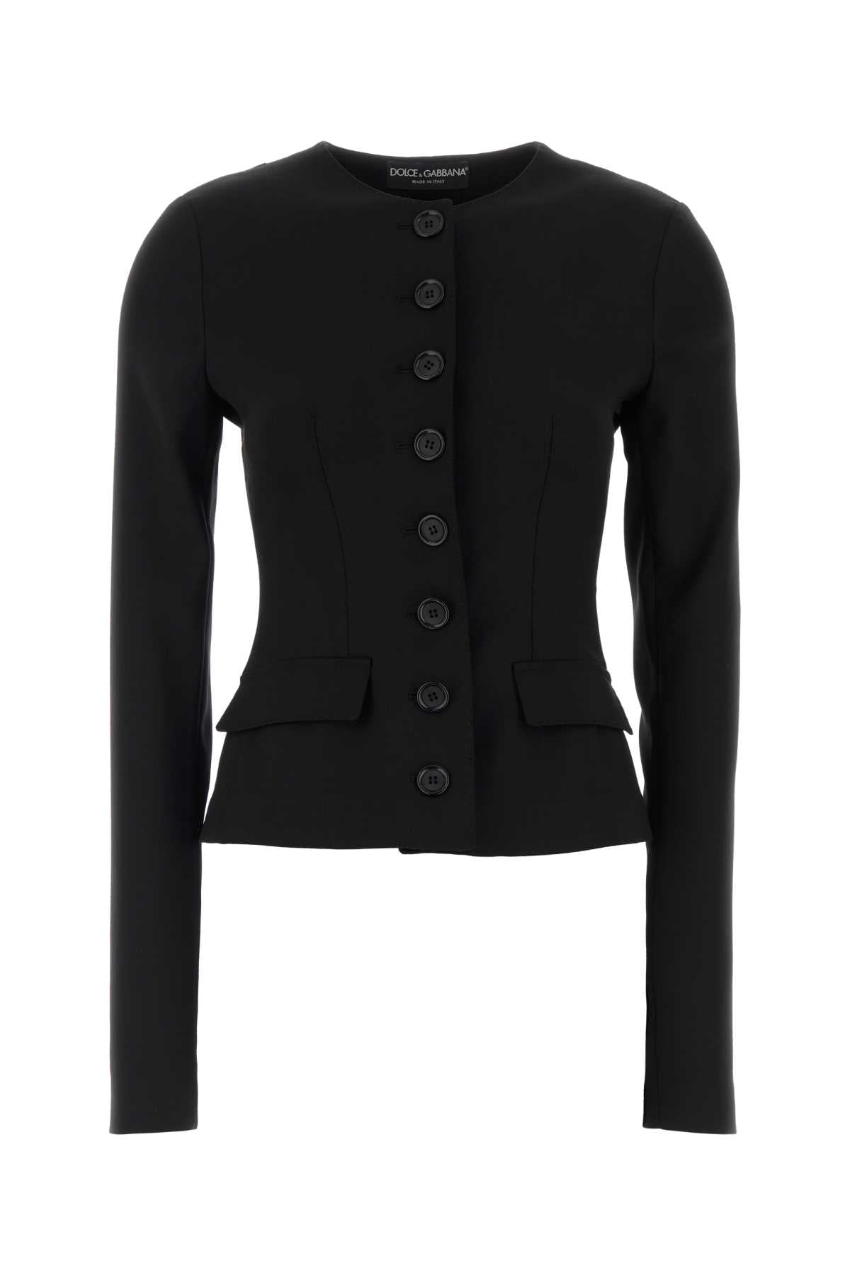 Dolce & Gabbana Women Black Stretch Wool Blazer DOLCE & GABBANA