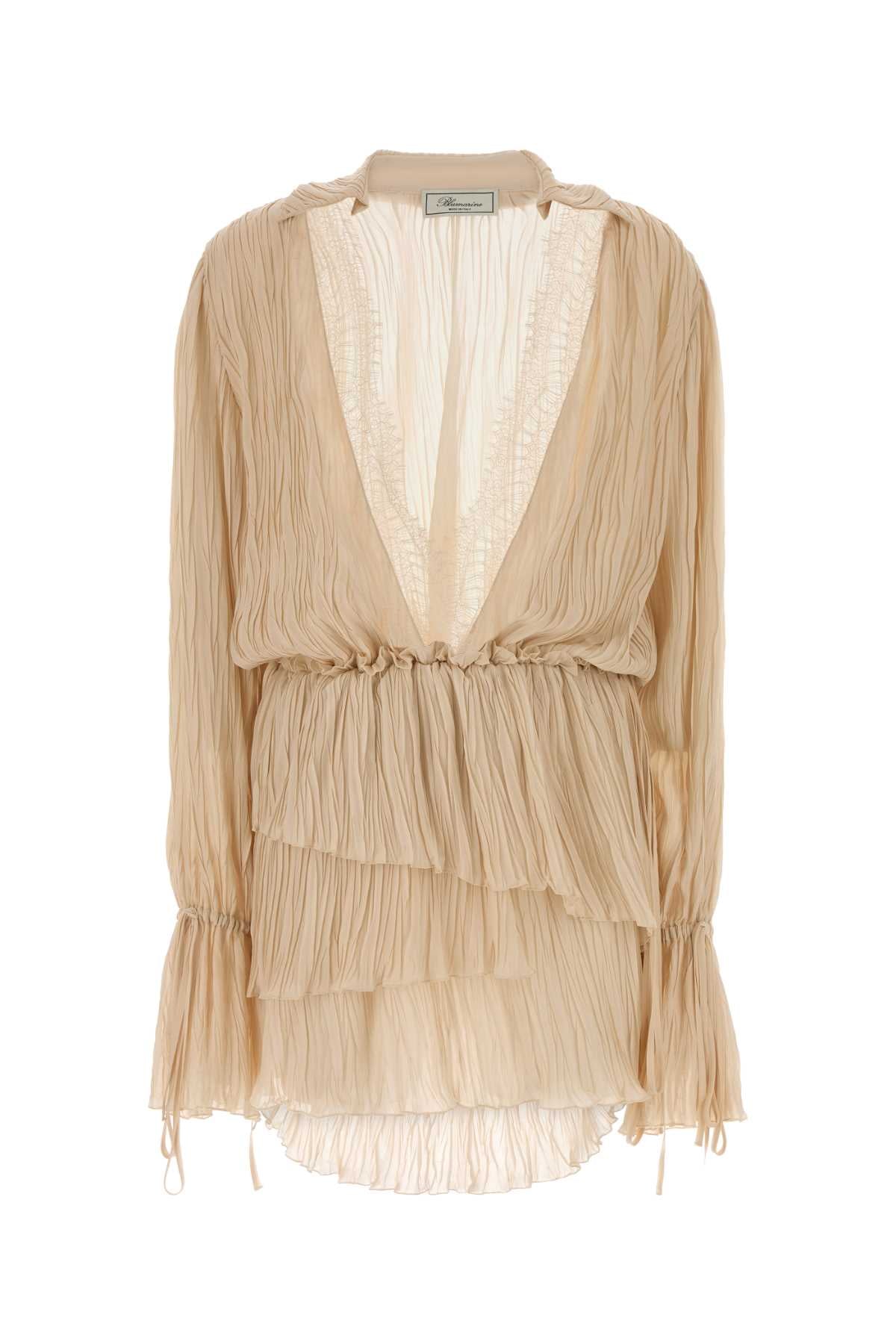 Blumarine Women Skin Pink Georgette Mini Dress BLUMARINE