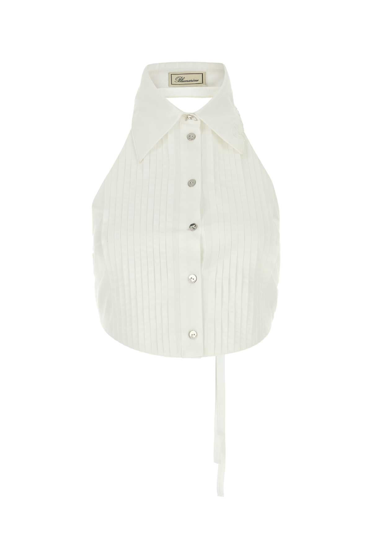Blumarine Women White Poplin Vest BLUMARINE