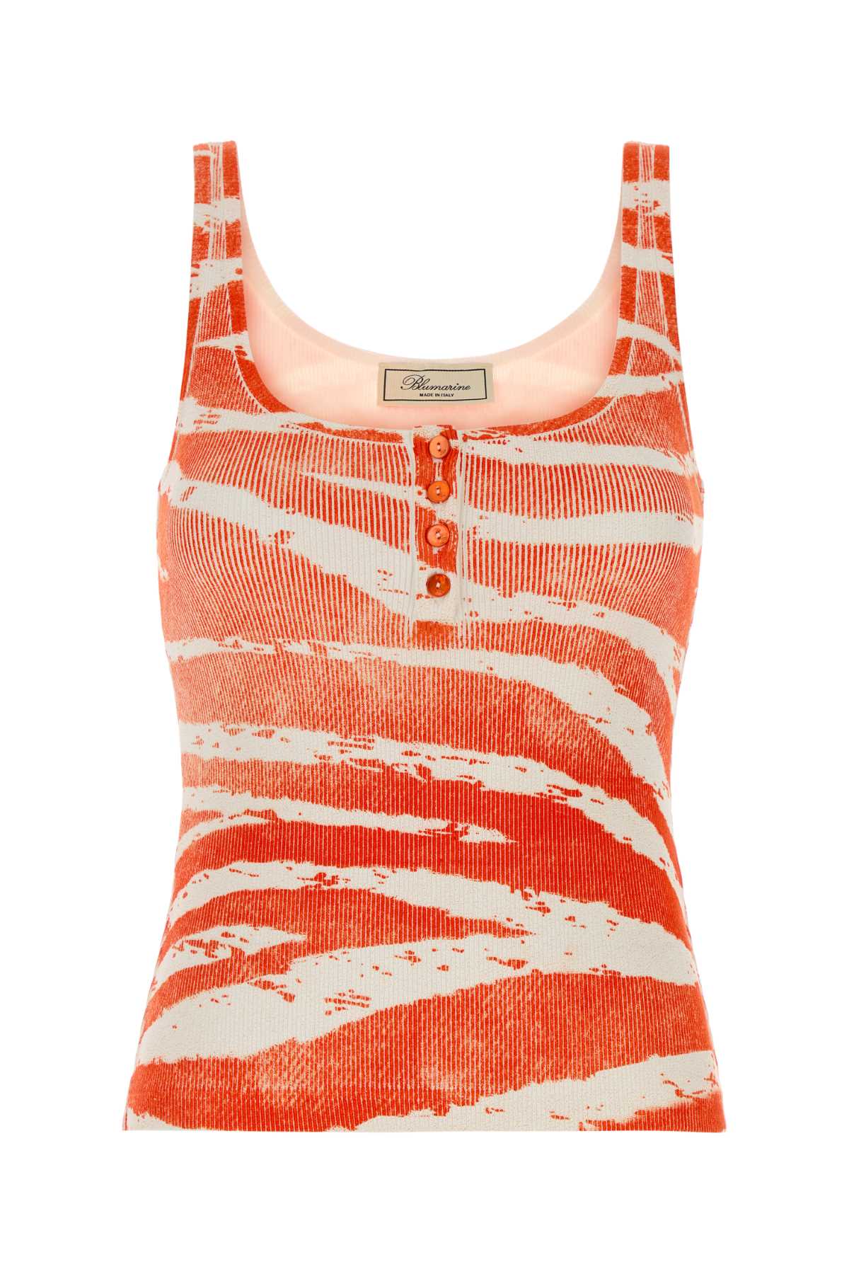 Blumarine Women Printed Stretch Cotton Tank Top BLUMARINE