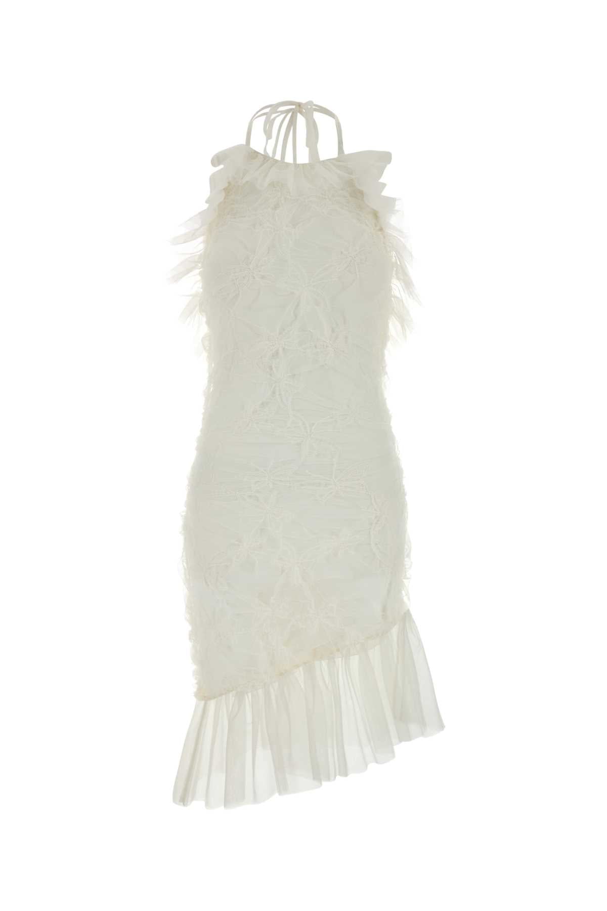 Blumarine Women White Tulle Mini Dress BLUMARINE