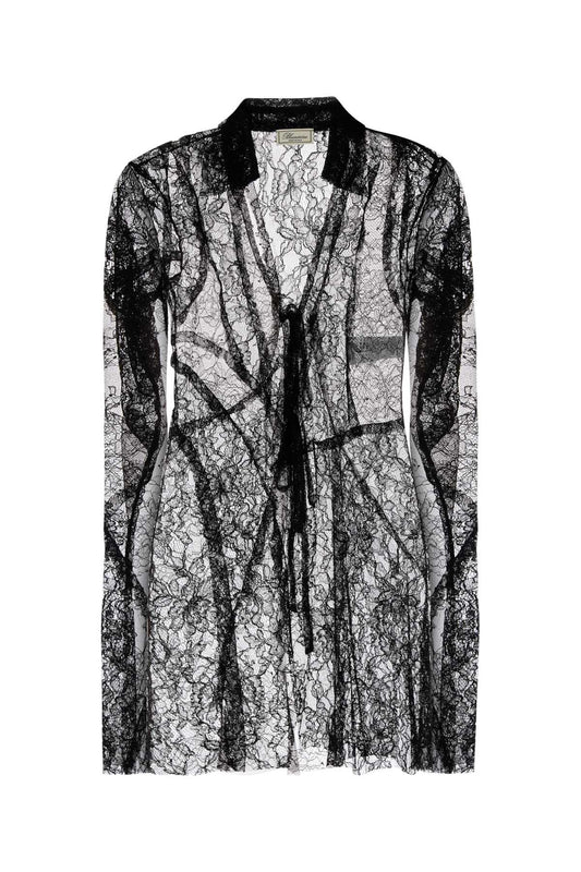 Blumarine Women Black Lace Shirt BLUMARINE