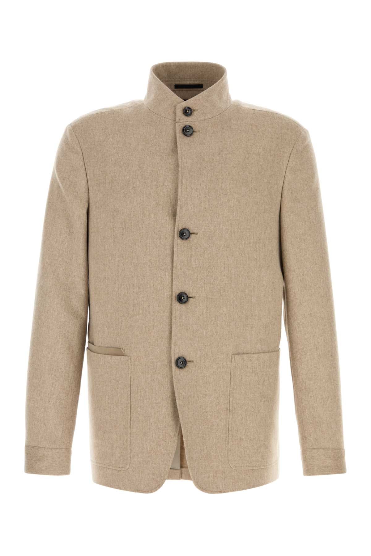 Zegna Men Beige Cashmere Blazer ZEGNA