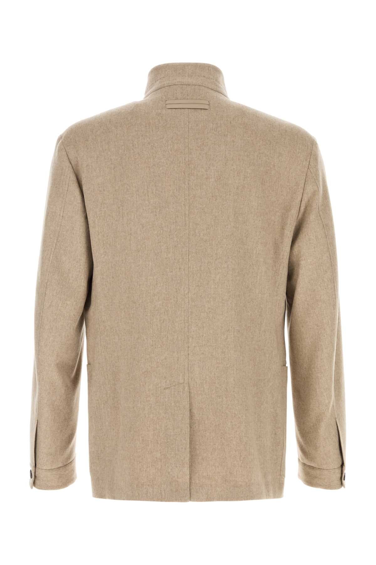 Zegna Men Beige Cashmere Blazer ZEGNA