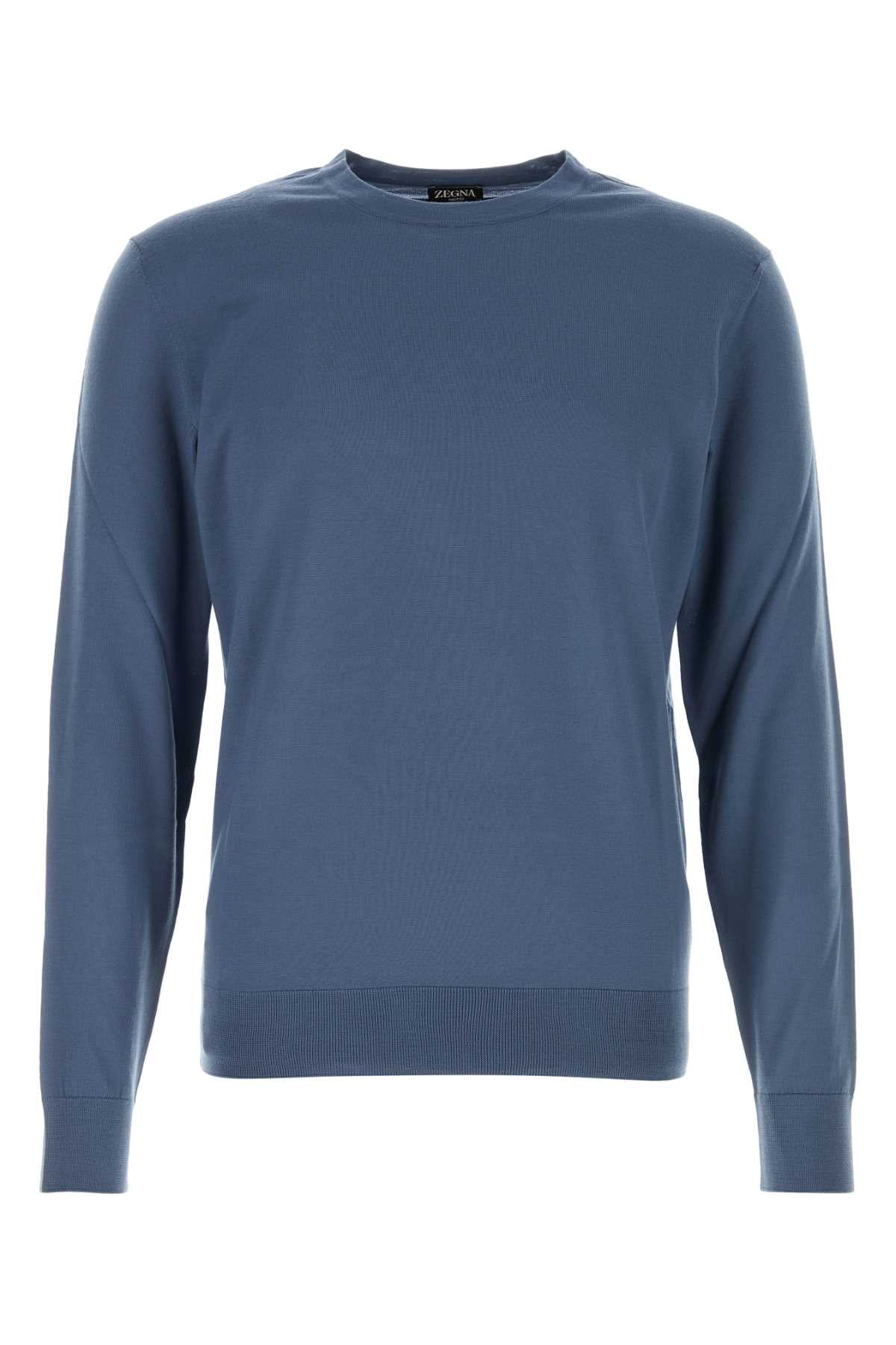 Zegna Men Air Force Blue Wool Sweater ZEGNA
