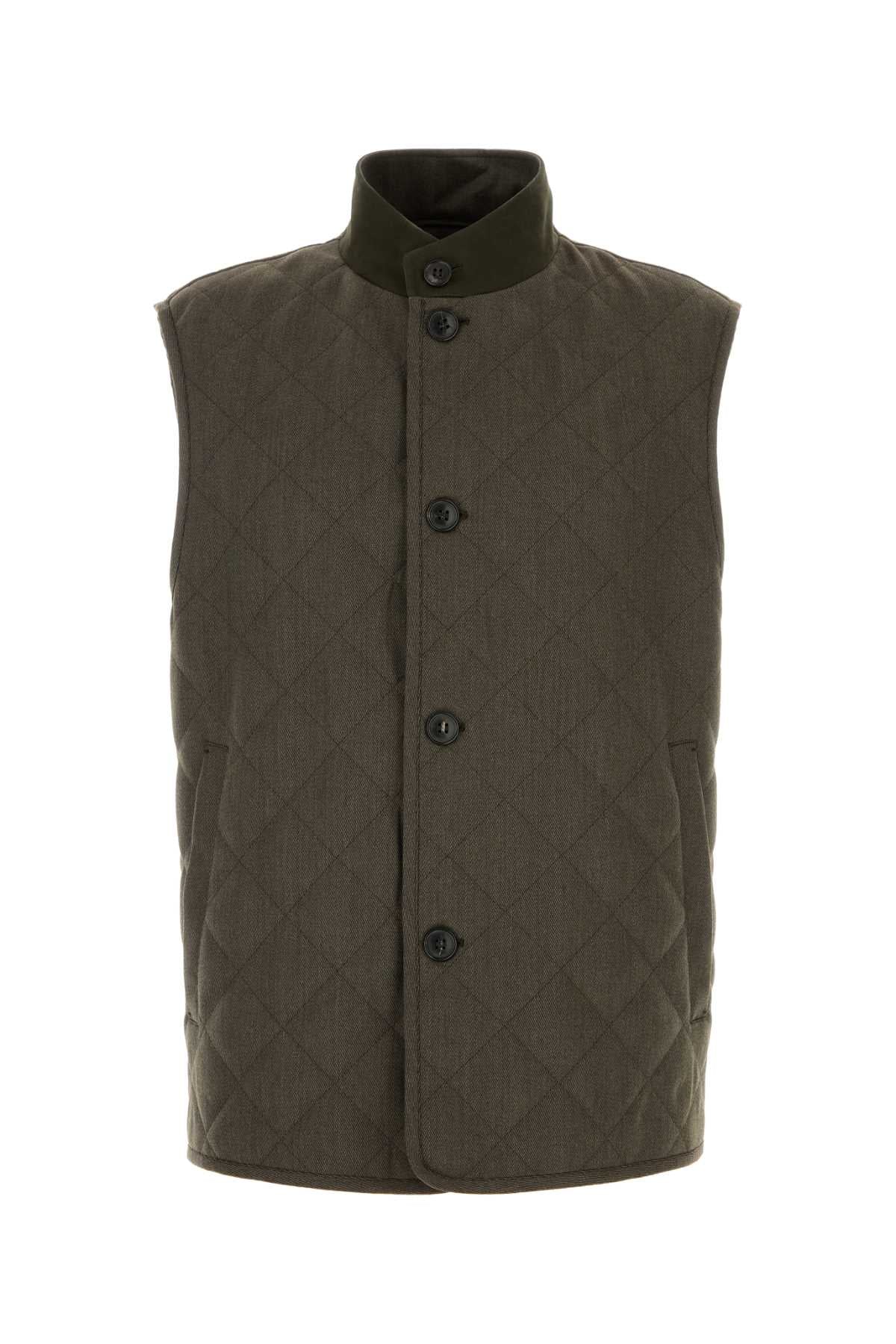 Zegna Men Mud Wool Vest ZEGNA