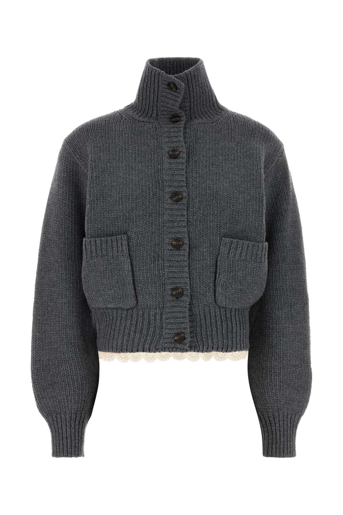 Magda Butrym Women Dark Grey Wool Cardigan MAGDA BUTRYM