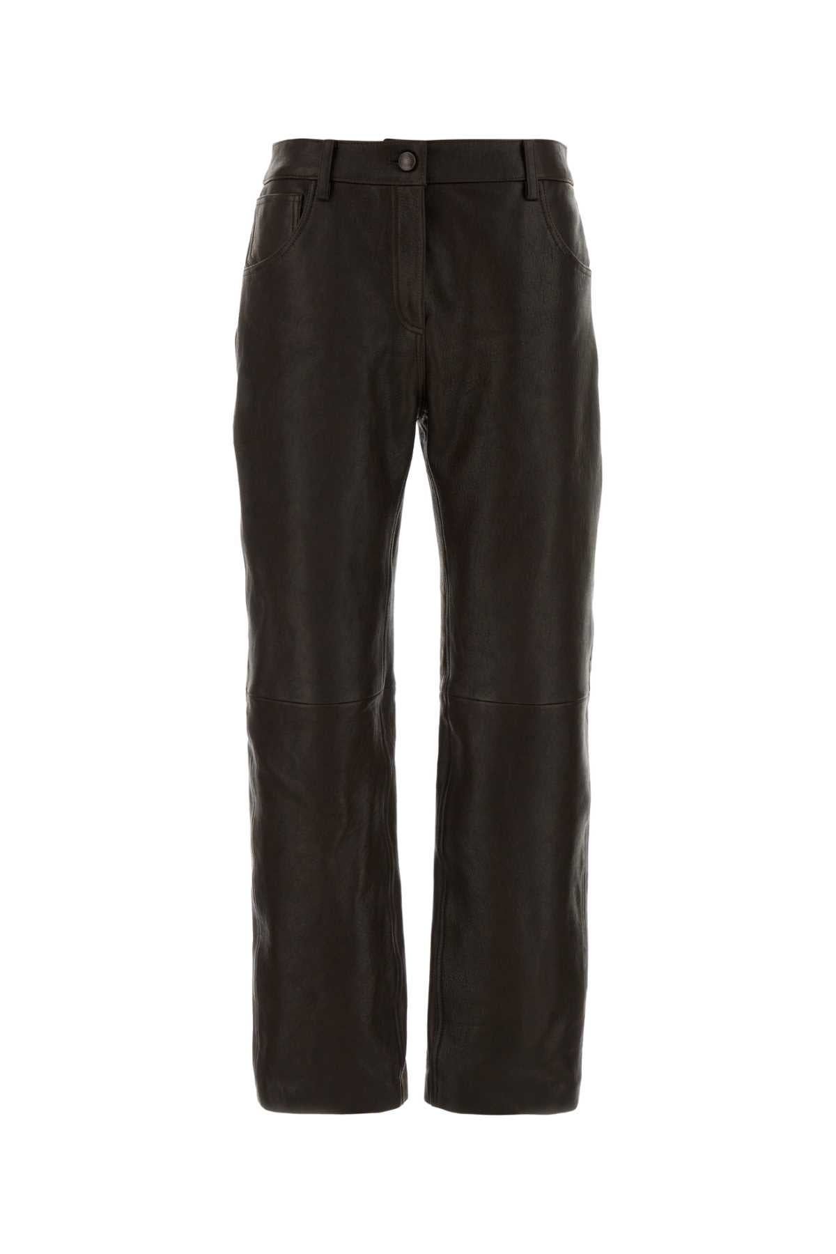 Magda Butrym Women Chocolate Leather Pant MAGDA BUTRYM