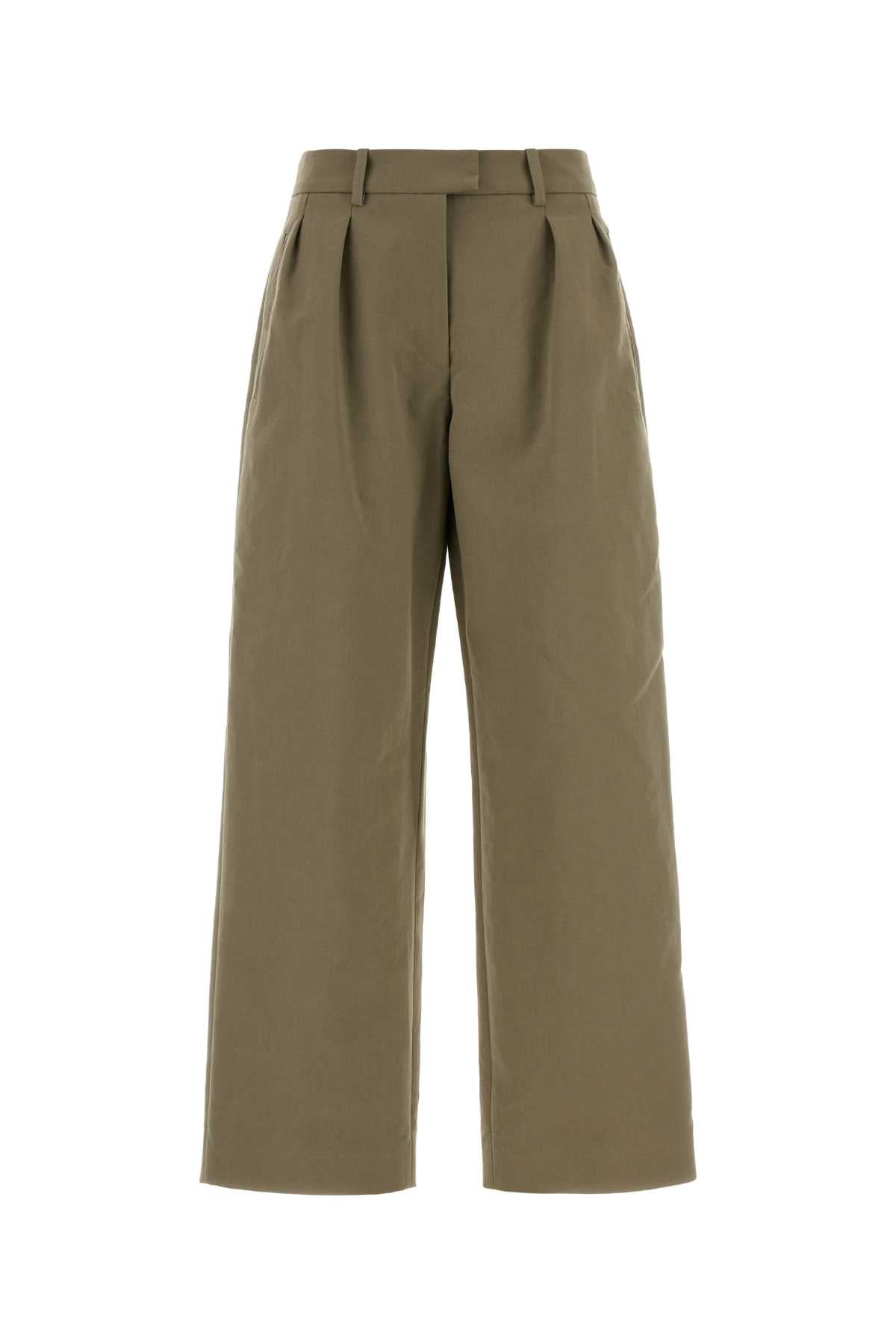Magda Butrym Women Khaki Cotton Wide-Leg Pant MAGDA BUTRYM