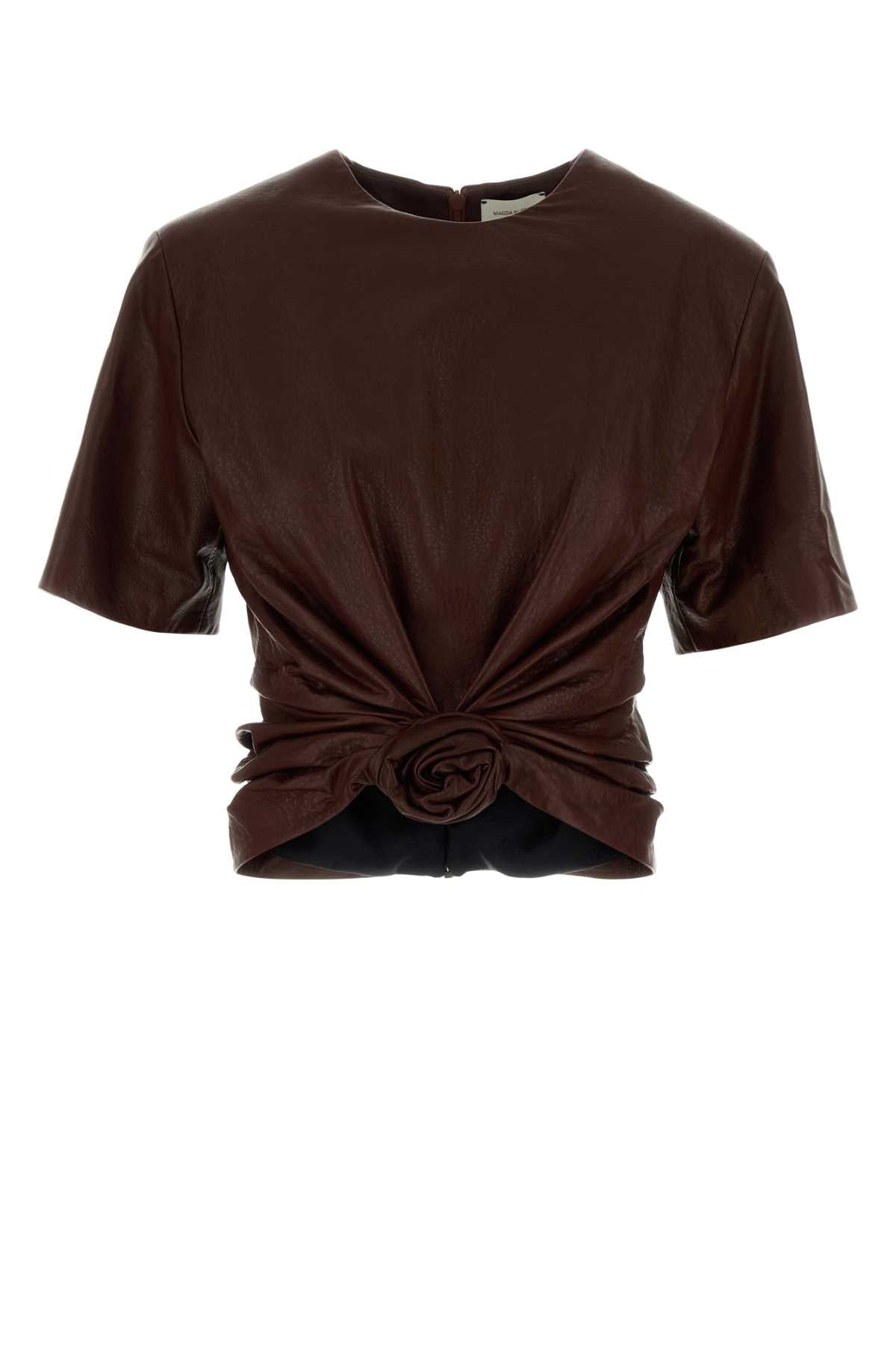 Magda Butrym Women Chocolate Leather Top MAGDA BUTRYM