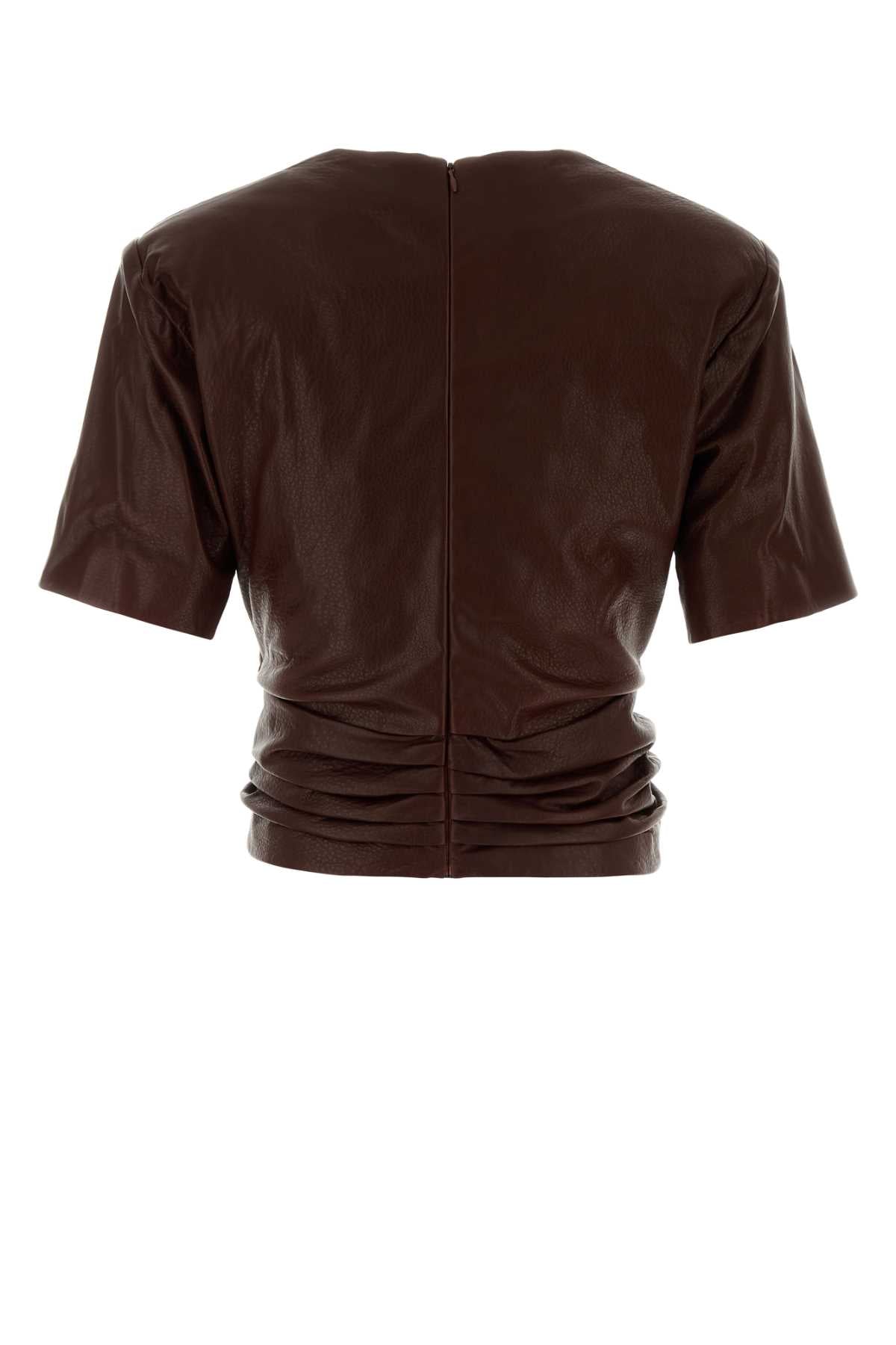 Magda Butrym Women Chocolate Leather Top MAGDA BUTRYM
