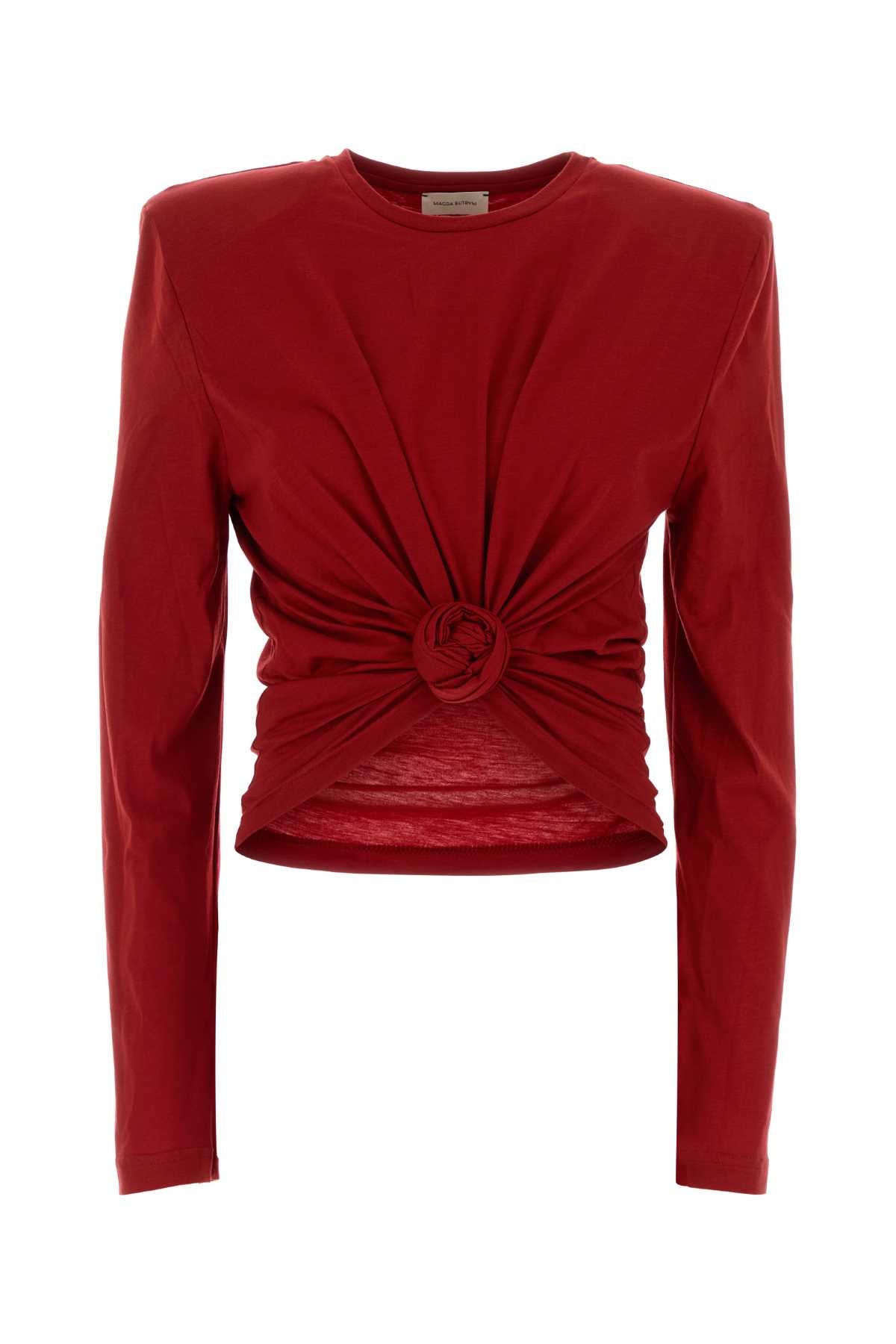 Magda Butrym Women Red Cotton Blend T-Shirt MAGDA BUTRYM