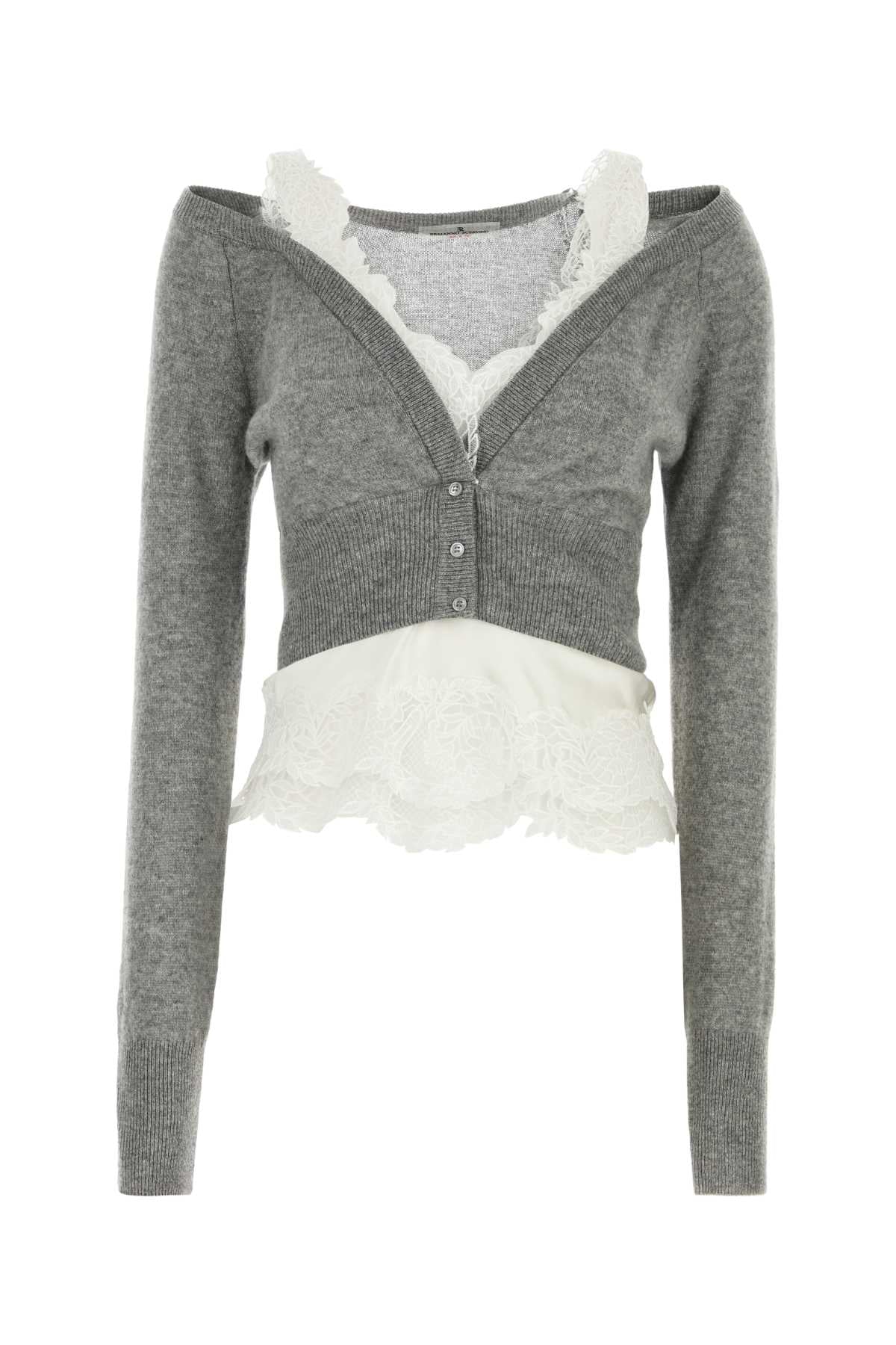 Ermanno Scervino Women Two-Tone Cashmere And Stretch Silk Top ERMANO SCERVINO
