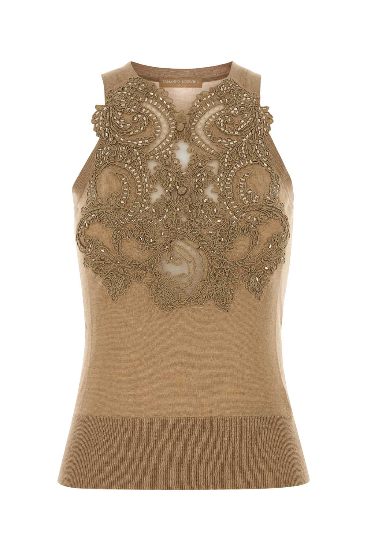 Ermanno Scervino Women Camel Wool Vest ERMANO SCERVINO