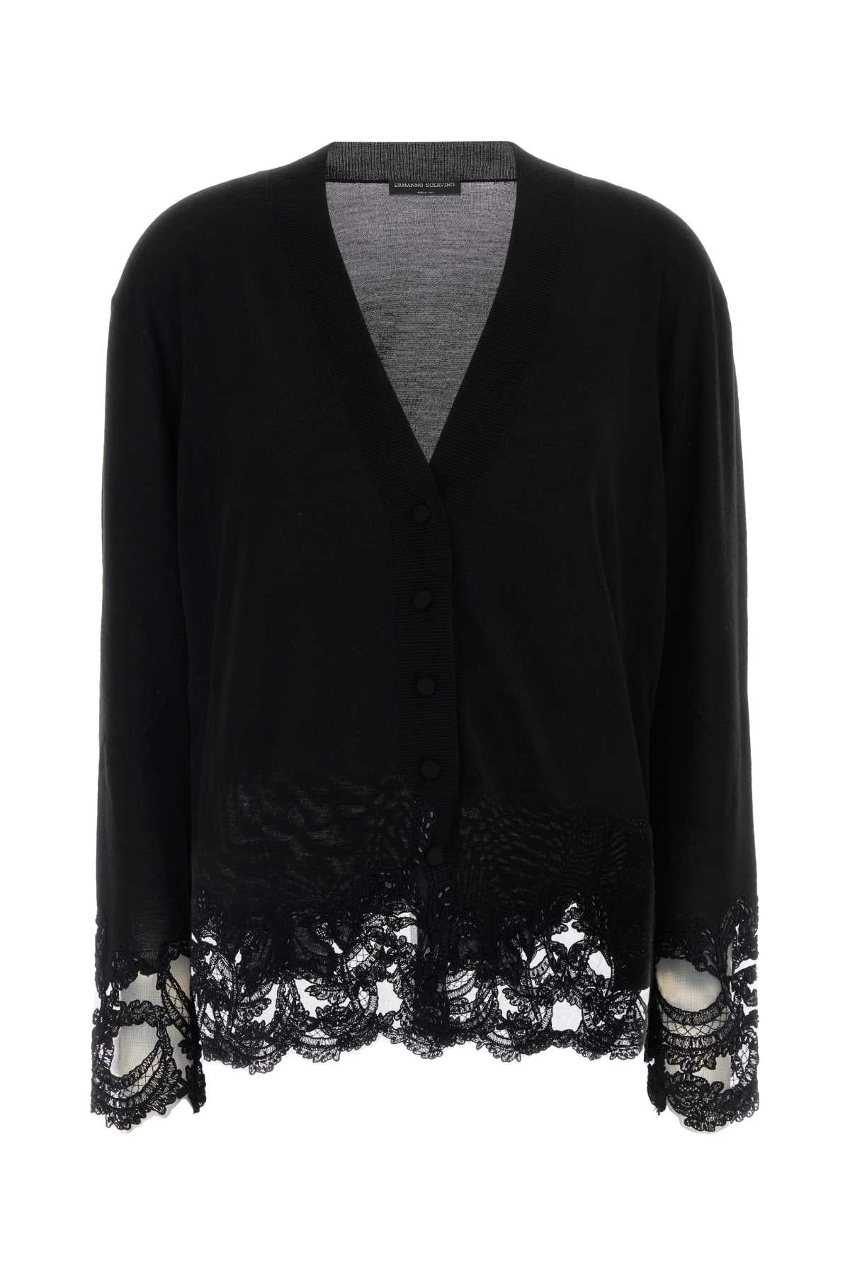 Ermanno Scervino Women Black Wool Cardigan ERMANO SCERVINO