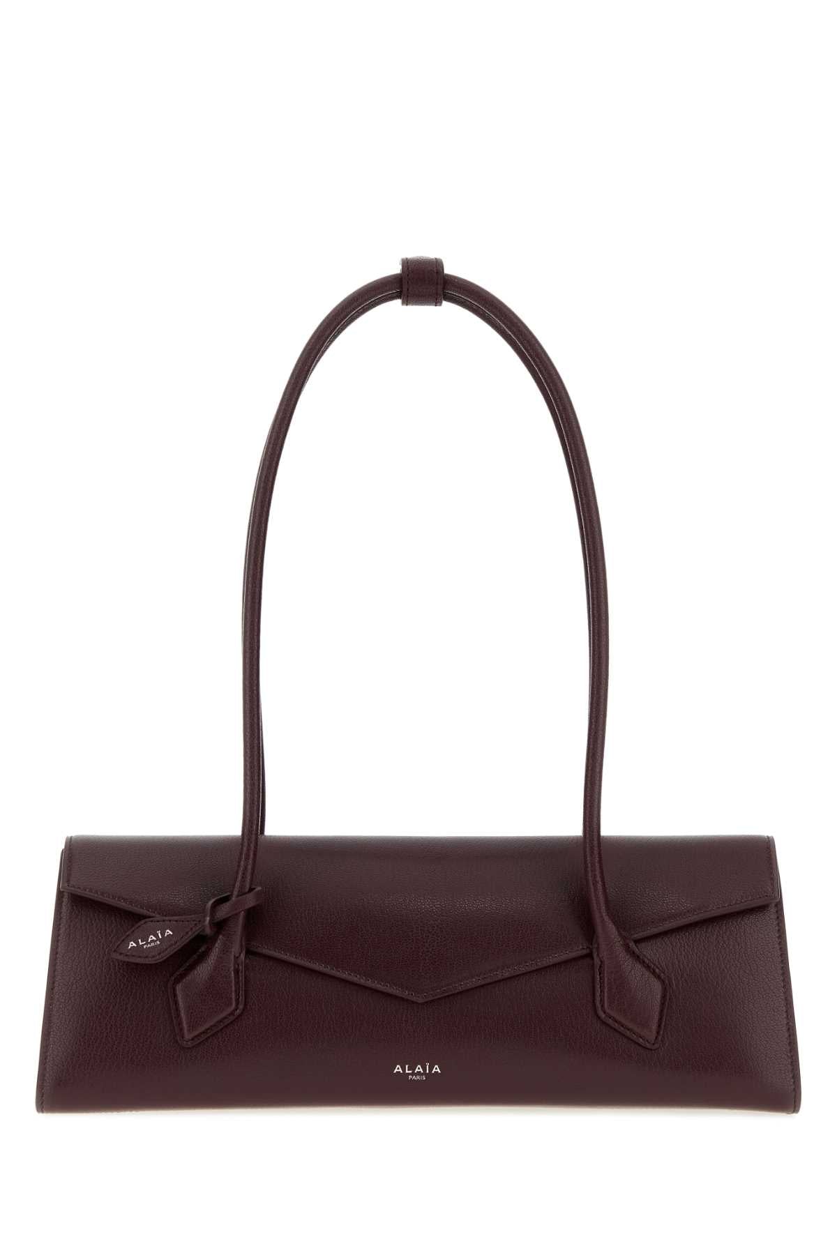 Alaia Women Aubergine Leather Teckel Shoulder Bag ALAIA
