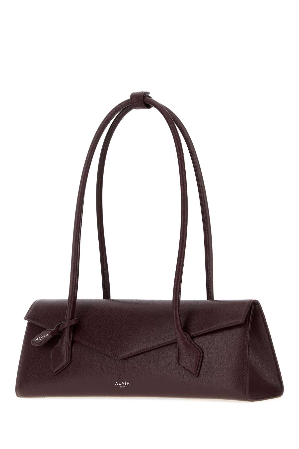 Alaia Women Aubergine Leather Teckel Shoulder Bag ALAIA