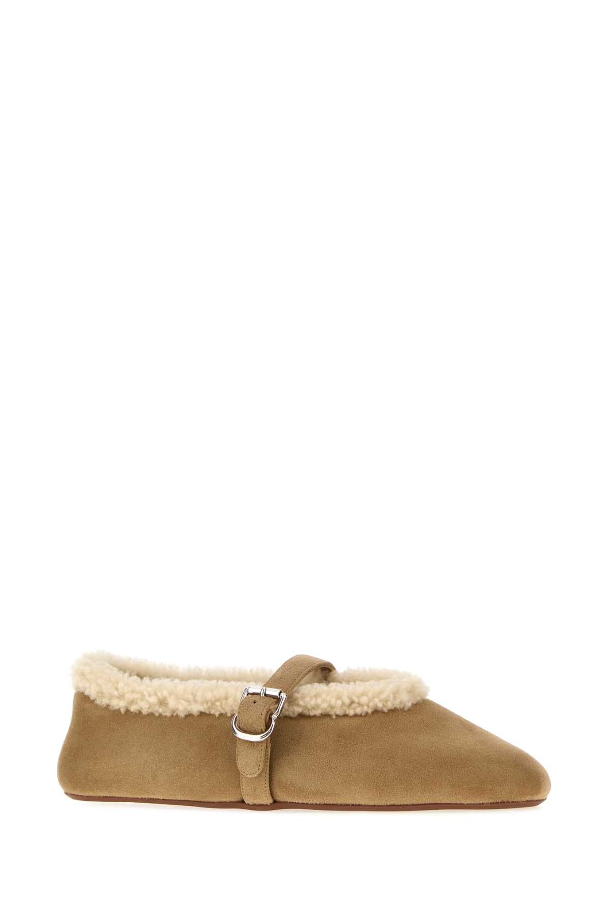 Alaia Women Beige Suede Ballerinas ALAIA