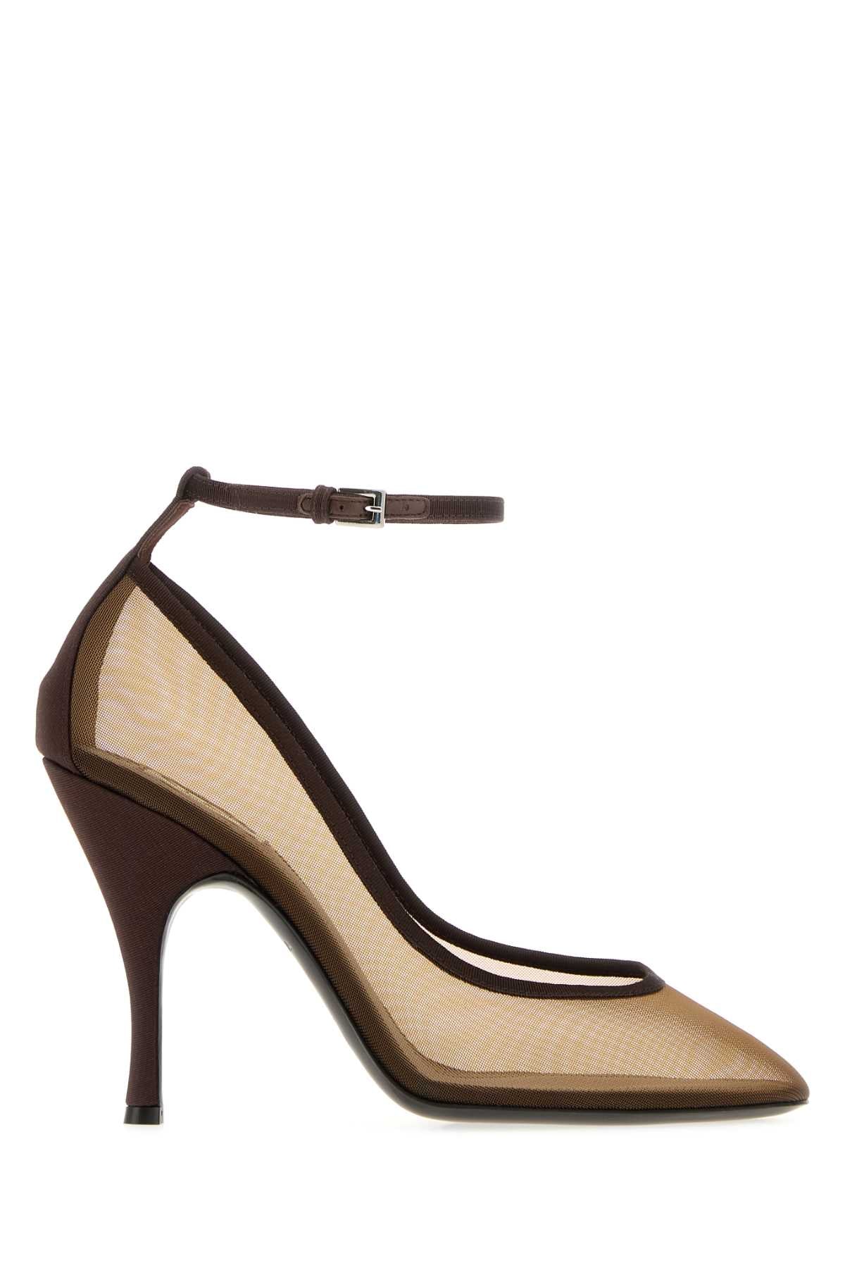 Alaia Women Brown Blue Mesh Pumps ALAIA