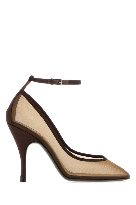Alaia Women Brown Blue Mesh Pumps ALAIA