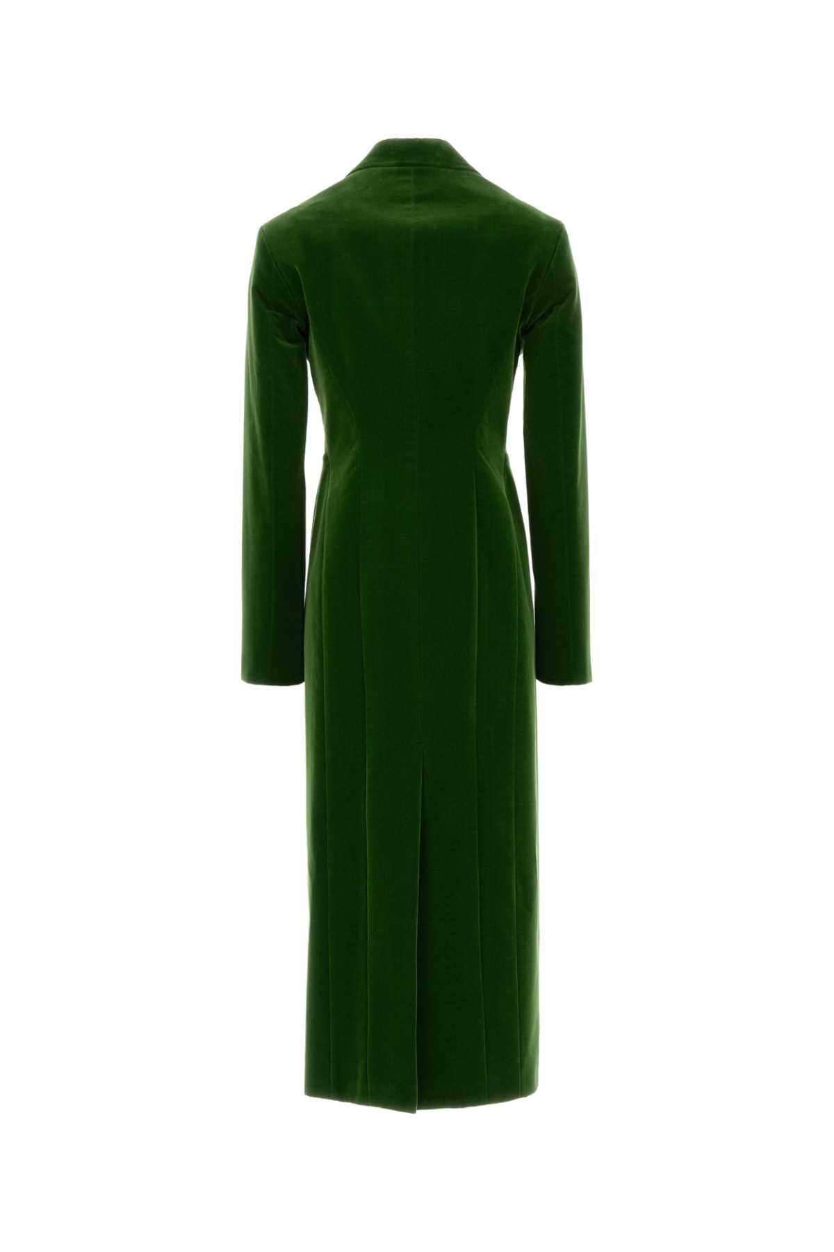 Alaia Women Grass Green Velvet Coat ALAIA