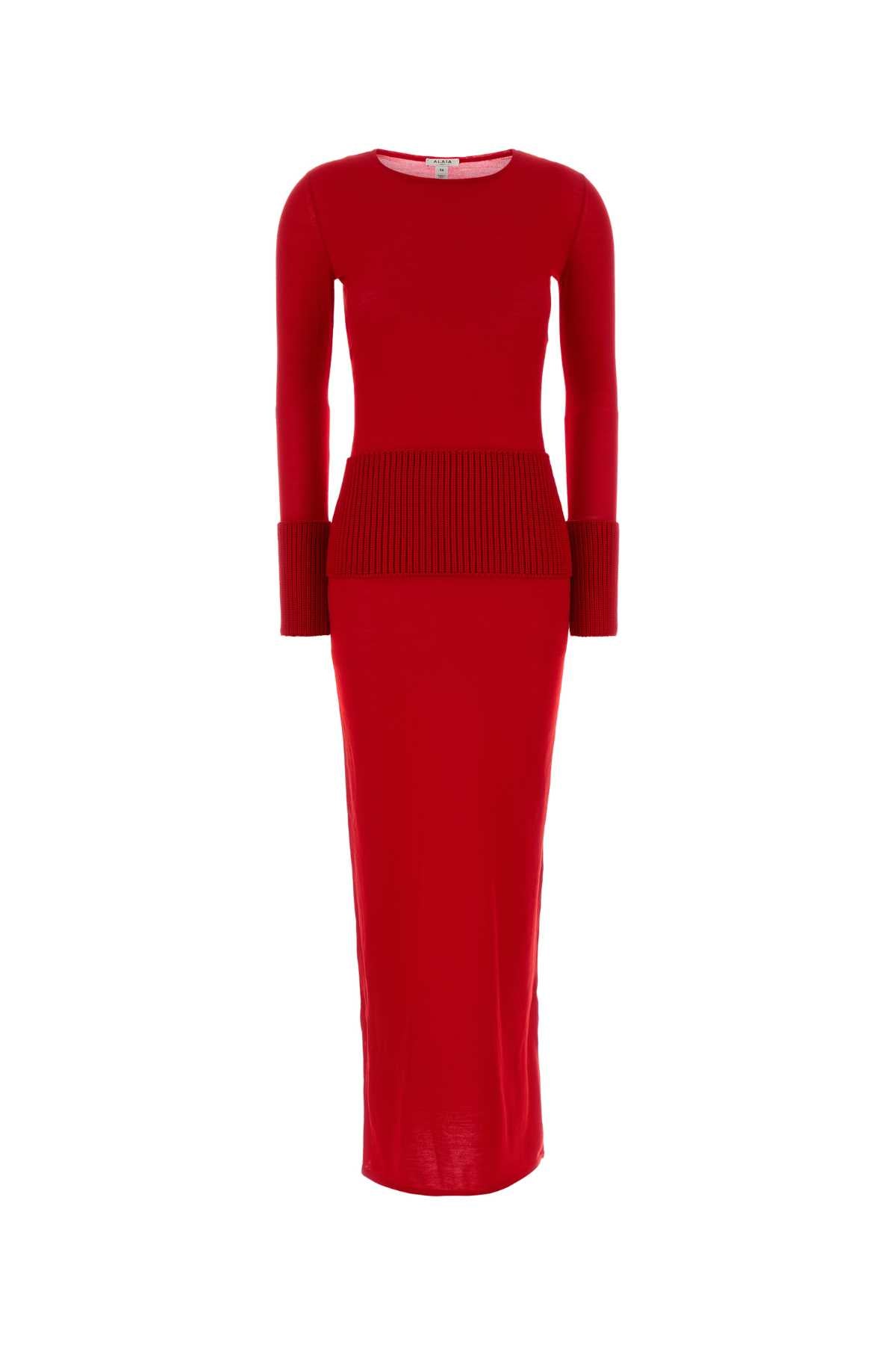 Alaia Women Red Wool Dress ALAIA