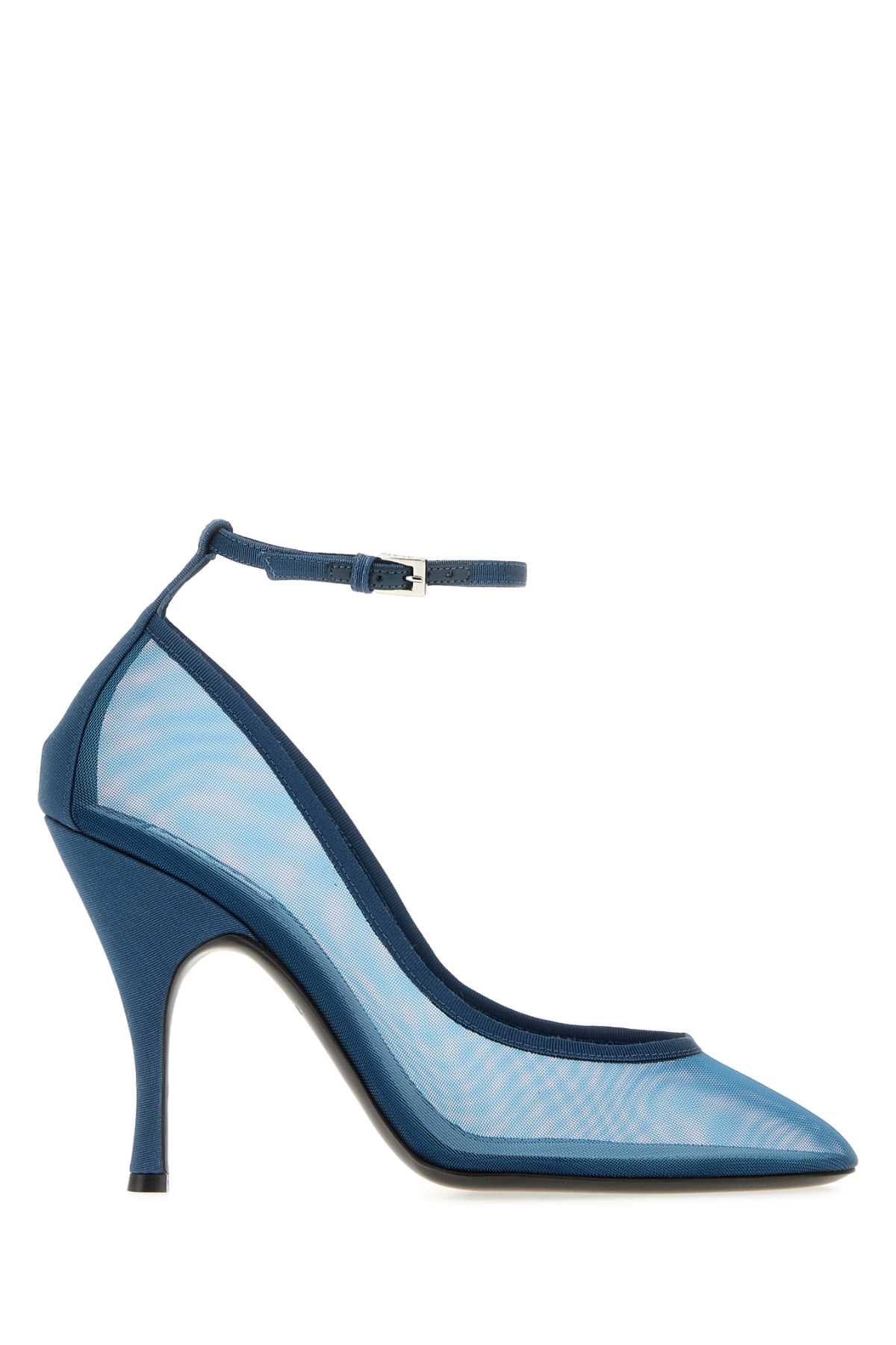 Alaia Women Cerulean Blue Mesh Pumps ALAIA